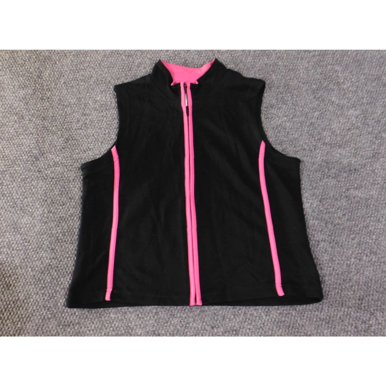 Coldwater Creek Coldwater Creek Vest Womens Petite XL Black Pink Zip Front Sleeveless Fleece Size XL / US 12-14 / IT 48-50 - 3 Thumbnail
