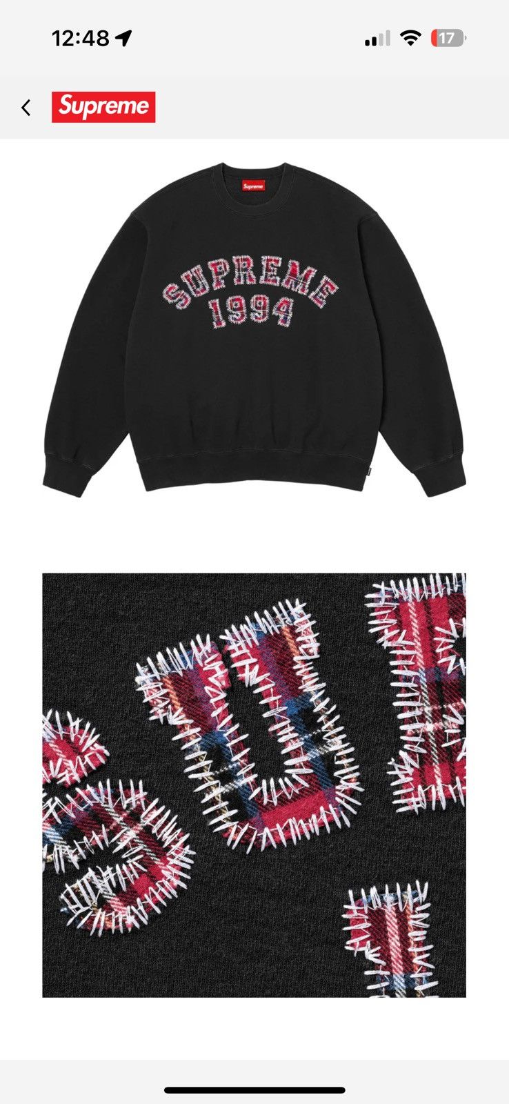 Supreme Supreme Plaid arc crewneck Size US S / EU 44-46 / 1 - 2 Thumbnail