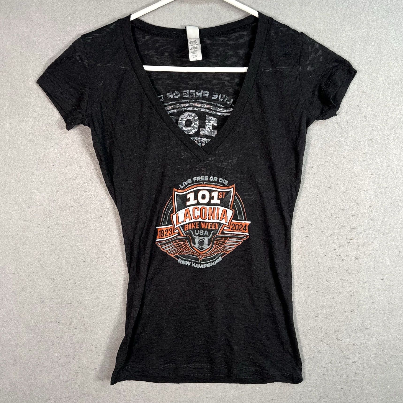 Vintage VINTAGE 101st Laconia Bike Week Motorcycle V Neck T Shirt Womens Small Black Size S / US 4 / IT 40 - 2 Thumbnail