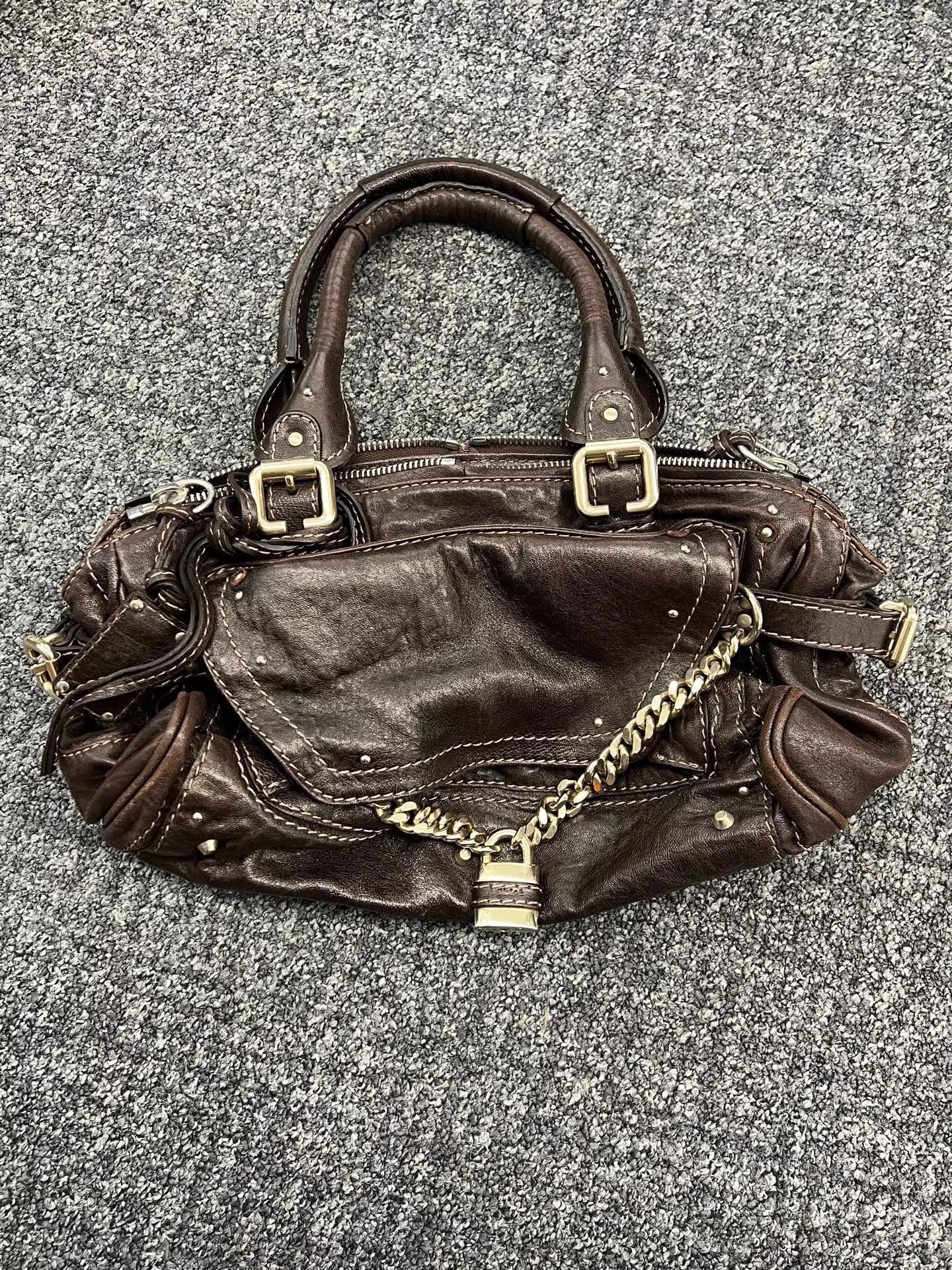 Chloe Chloe Brown Lock Bag VGC Punk Motorcycle Size ONE SIZE - 1 Thumbnail