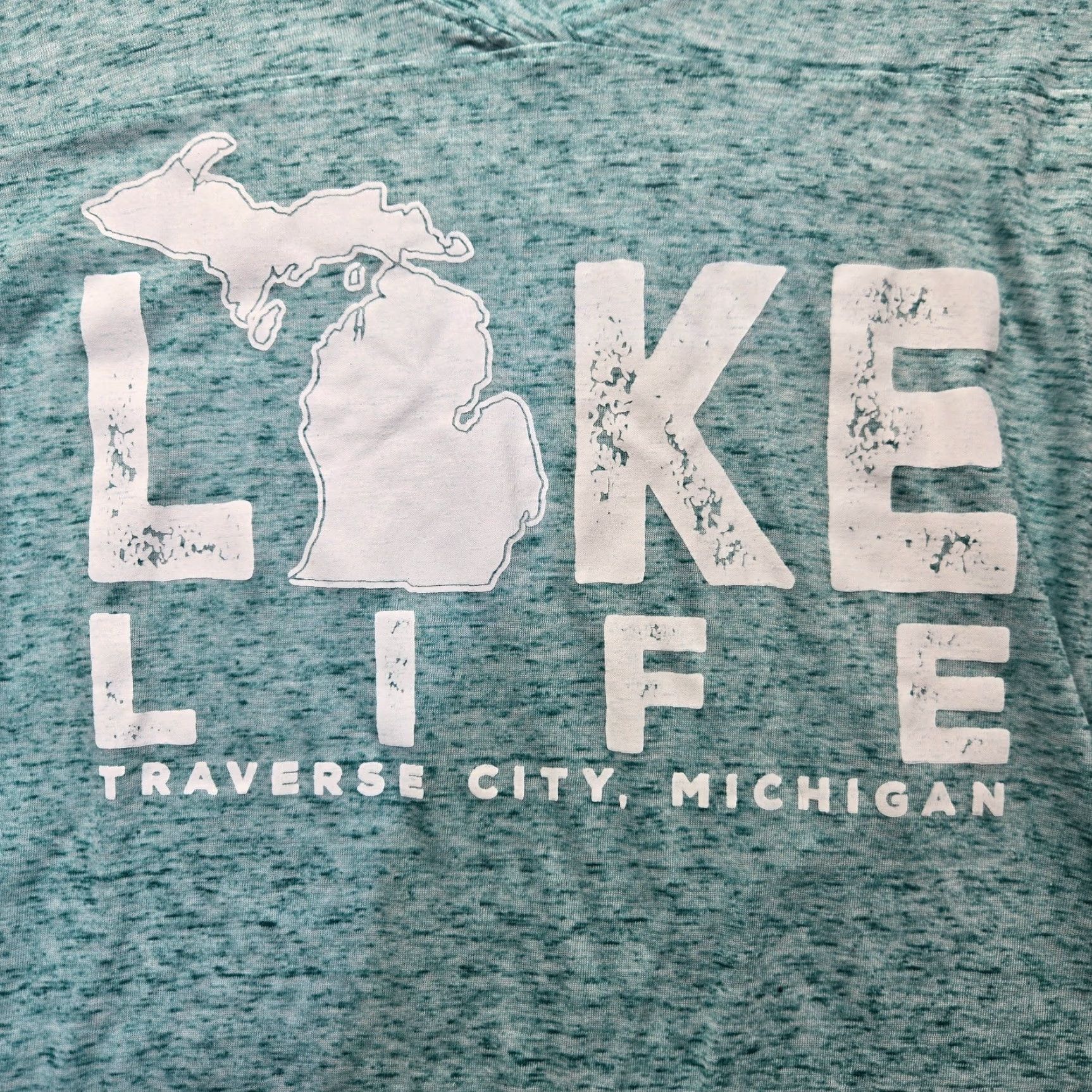 Vintage Traverse City Michigan MI Lake Life Fishing Tee T-Shirt Adult Women's L Large Blue Shirt Womens L"} Size L / US 10 / IT 46 - 2 Thumbnail