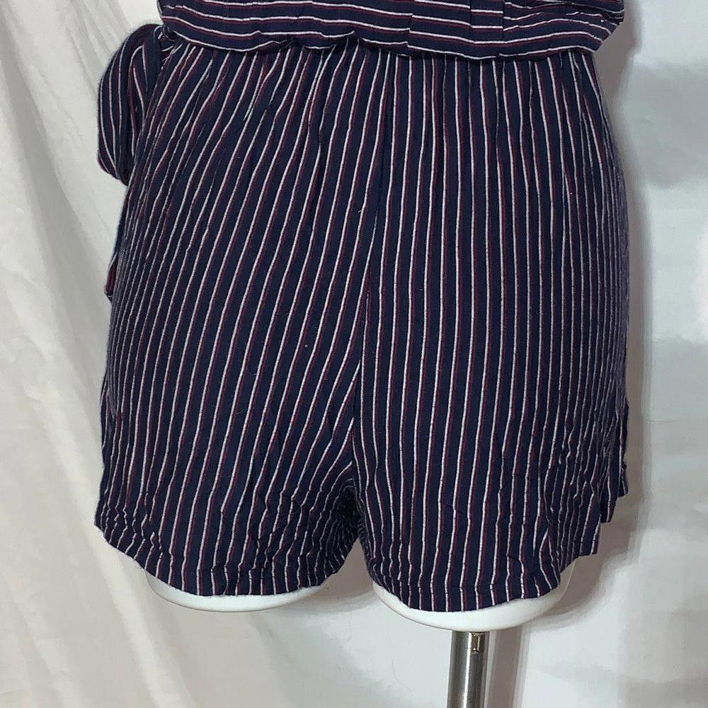 Designer Mossimo Navy Red White Striped Romper, Side Tie, S Size 28" / US 6 / IT 42 - 9 Thumbnail
