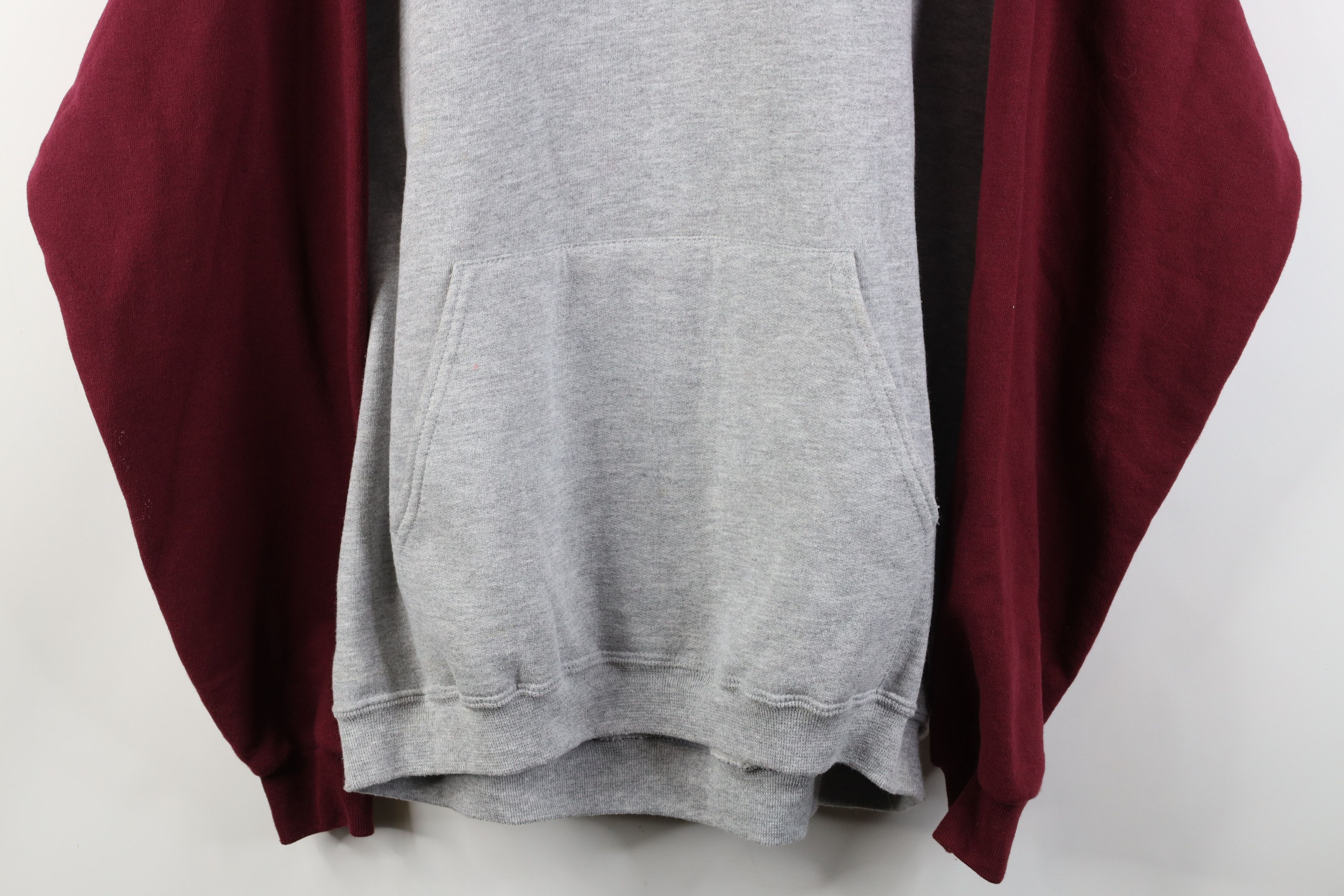 Vintage Vintage 90s Y2K Streetwear Hoodie Sweatshirt Gray Burgundy Size US L / EU 52-54 / 3 - 3 Thumbnail