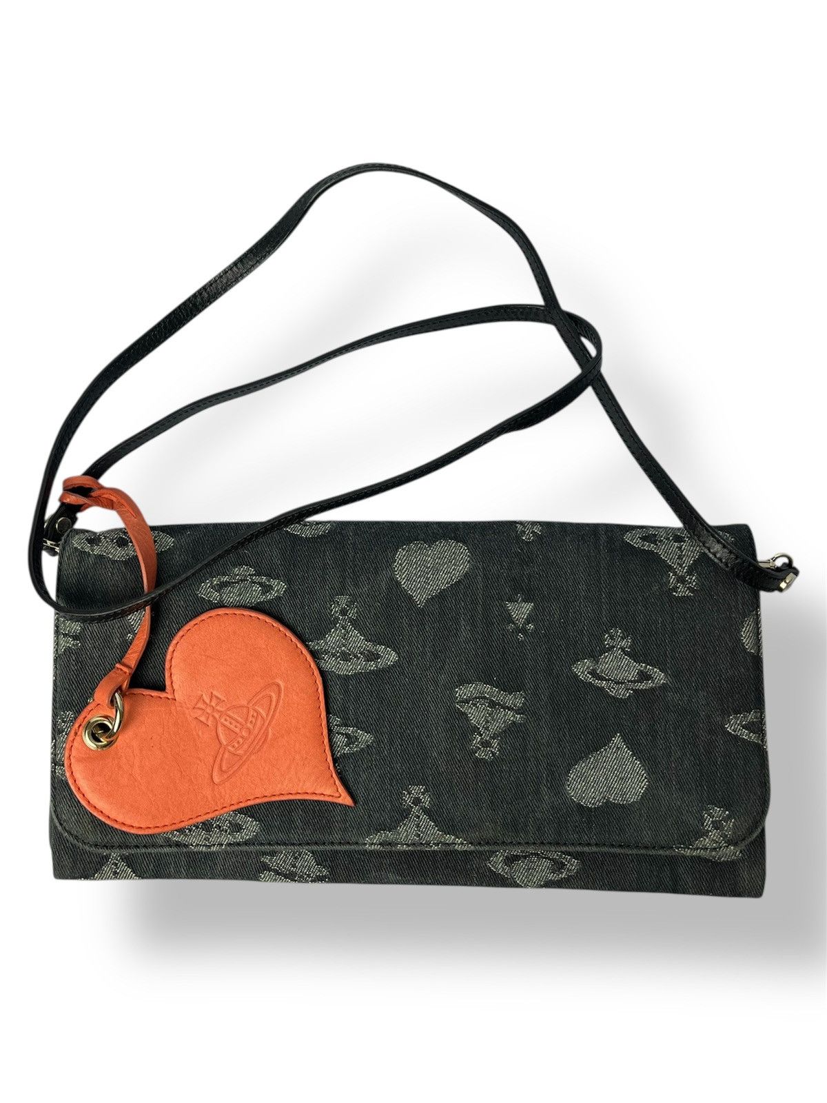 Vivienne Westwood Denim Sling Clutch Bag in Black, Women's