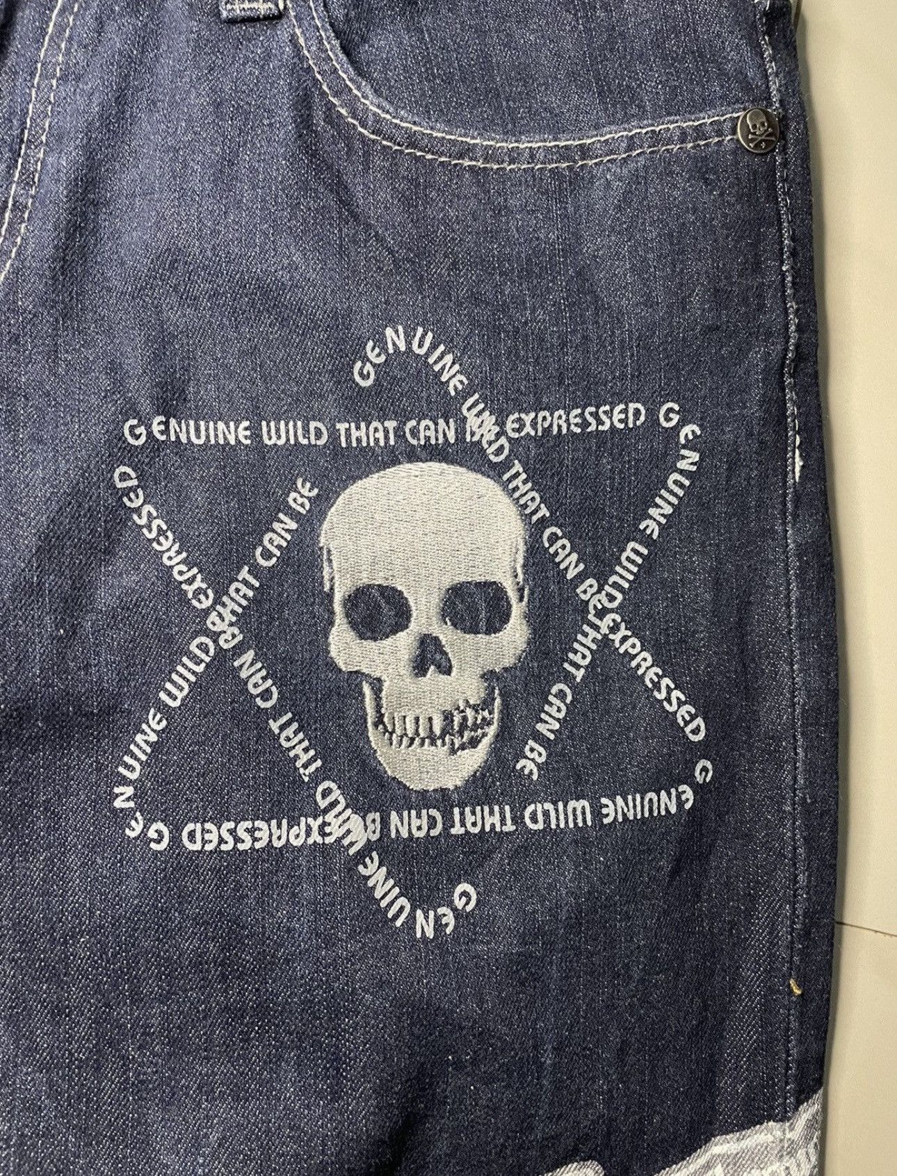 Japanese Brand Mild life skull jeans punk rock n roll Size US 33 - 4 Thumbnail