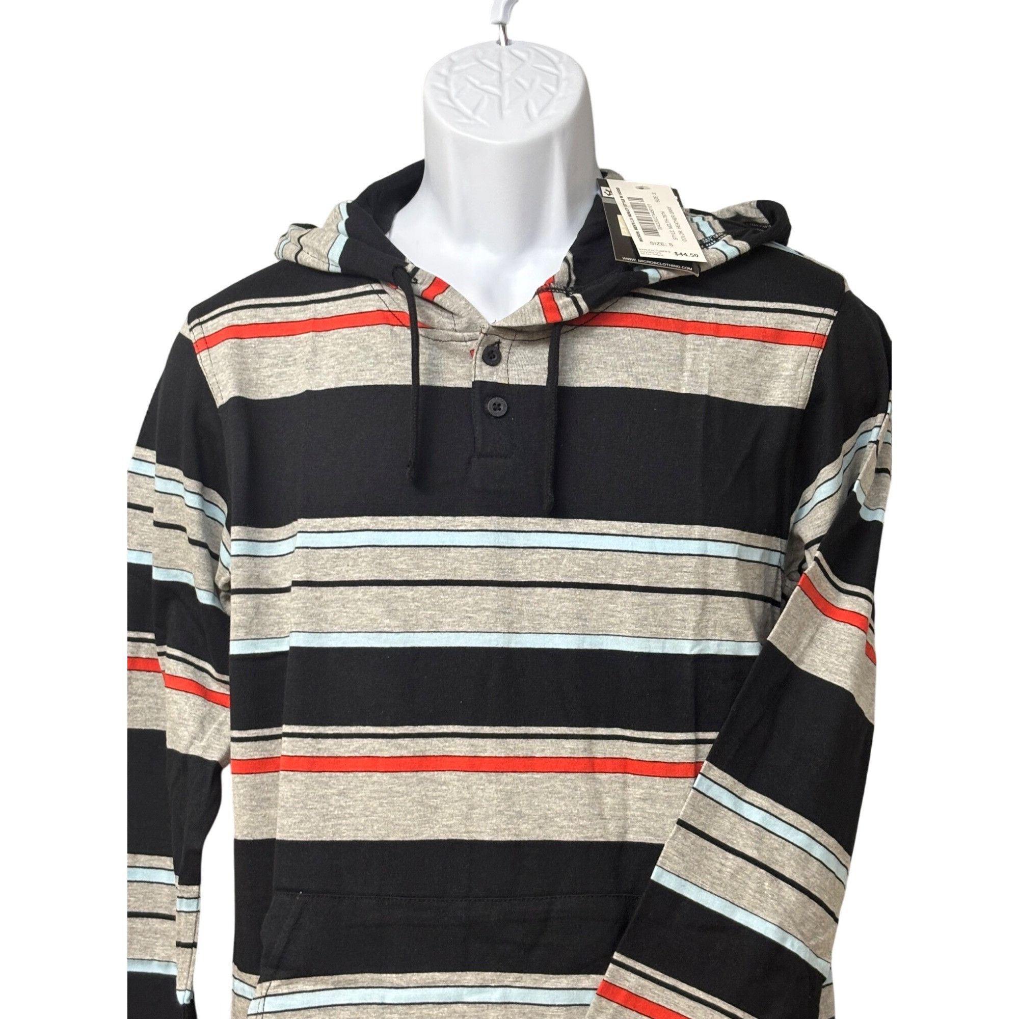 Other Micros Men’s Variagated Striped Long Sleeve Hooded Tee, Sz. Size US S / EU 44-46 / 1 - 5 Thumbnail
