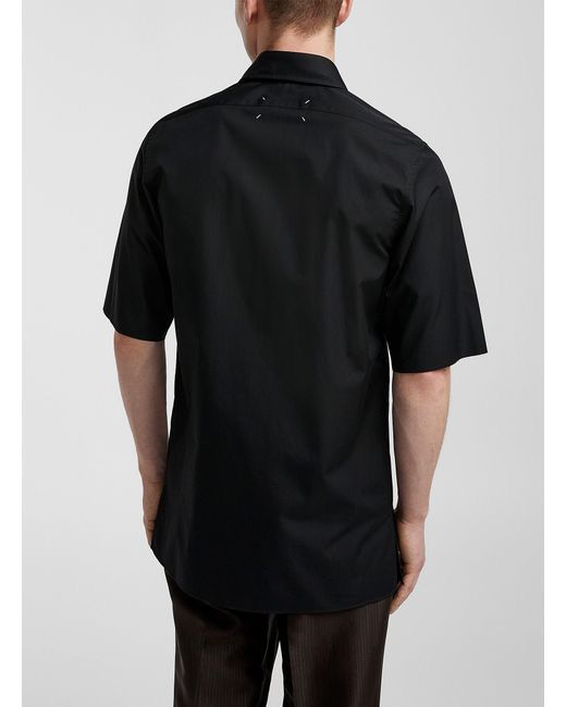 Maison Margiela NEW 38 Black Four Stitch Logo Pointed Collar Poplin Shirt Size US S / EU 44-46 / 1 - 4 Thumbnail