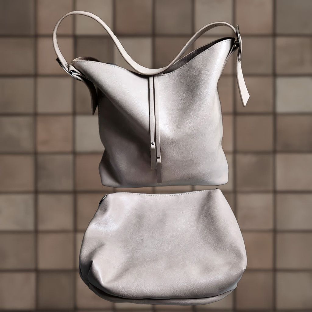Vintage Joy Susan Tote Bag Beige Large 2-In-1 Convertible Vegan Leather Single Strap Womens Bag Size ONE SIZE - 1 Thumbnail