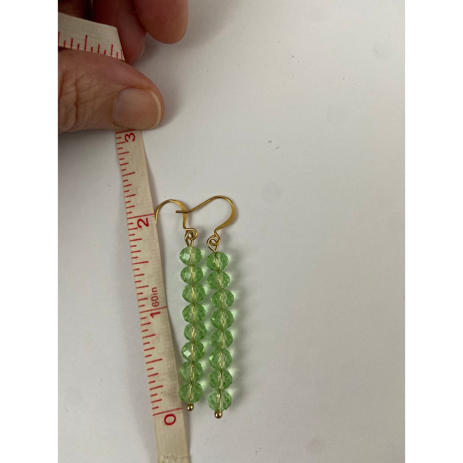 Handmade Light green glass bead earrings Size ONE SIZE - 2 Thumbnail
