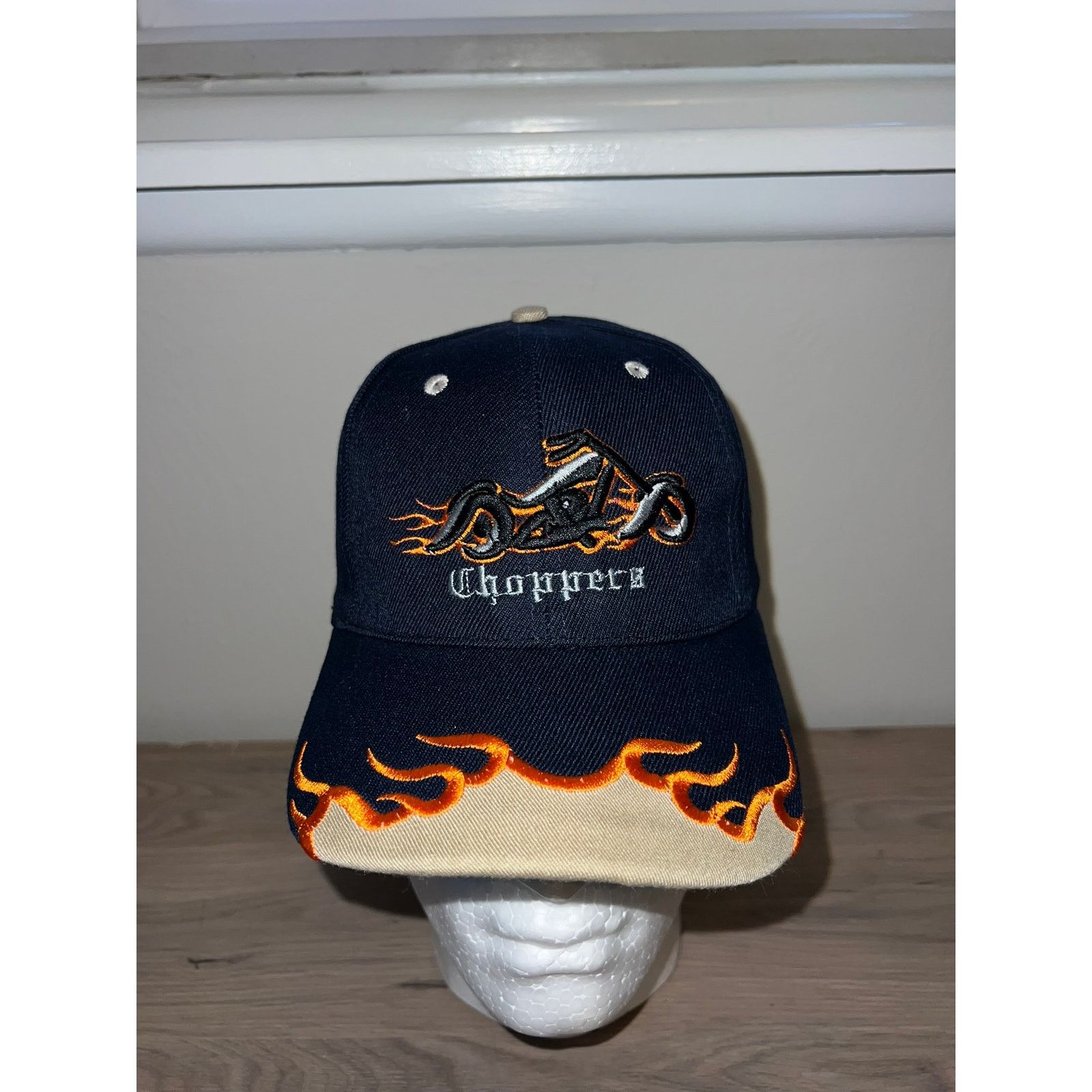 Vintage Y2K Choppers Motorcycle Flames Orange Hat Headwear 2000s OS Size ONE SIZE - 2 Thumbnail