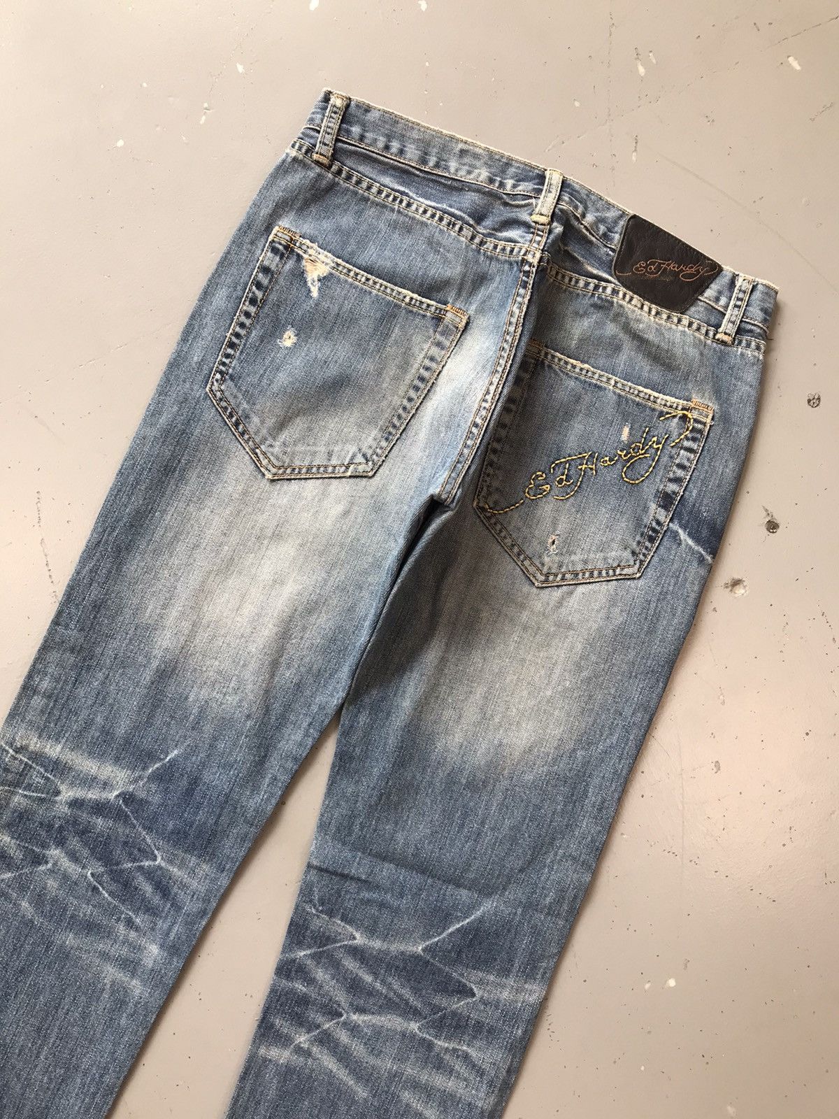 Christian Audigier × Ed Hardy × Vintage Vintage Edhardy Christian Audigier distressed denim Size US 33 - 12 Thumbnail