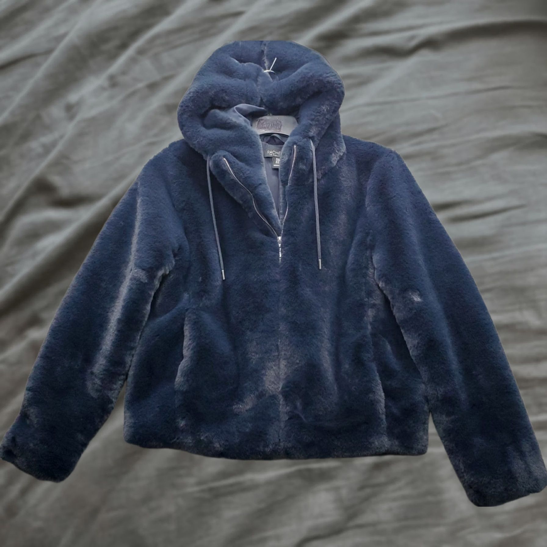 Rachel Zoe Rachel Zoe Mens Jacket Navy Hooded Faux Fur Full Zip M Vintage: No? Size US M / EU 48-50 / 2 - 1 Thumbnail