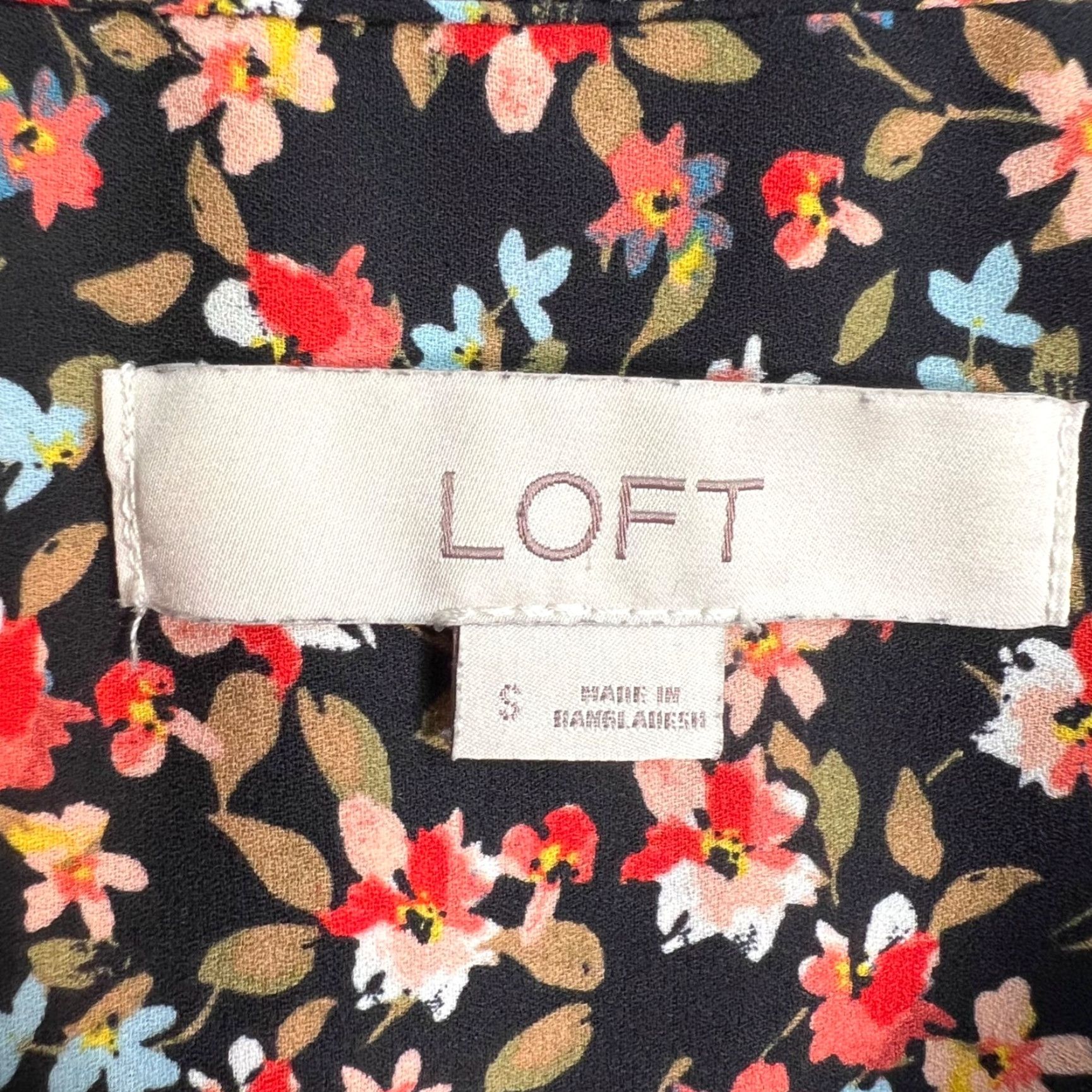 Loft Loft Women's Size Small Floral Printed Polyester Blouse Lightweight Boho Top Global Threads? Size S / US 4 / IT 40 - 3 Thumbnail