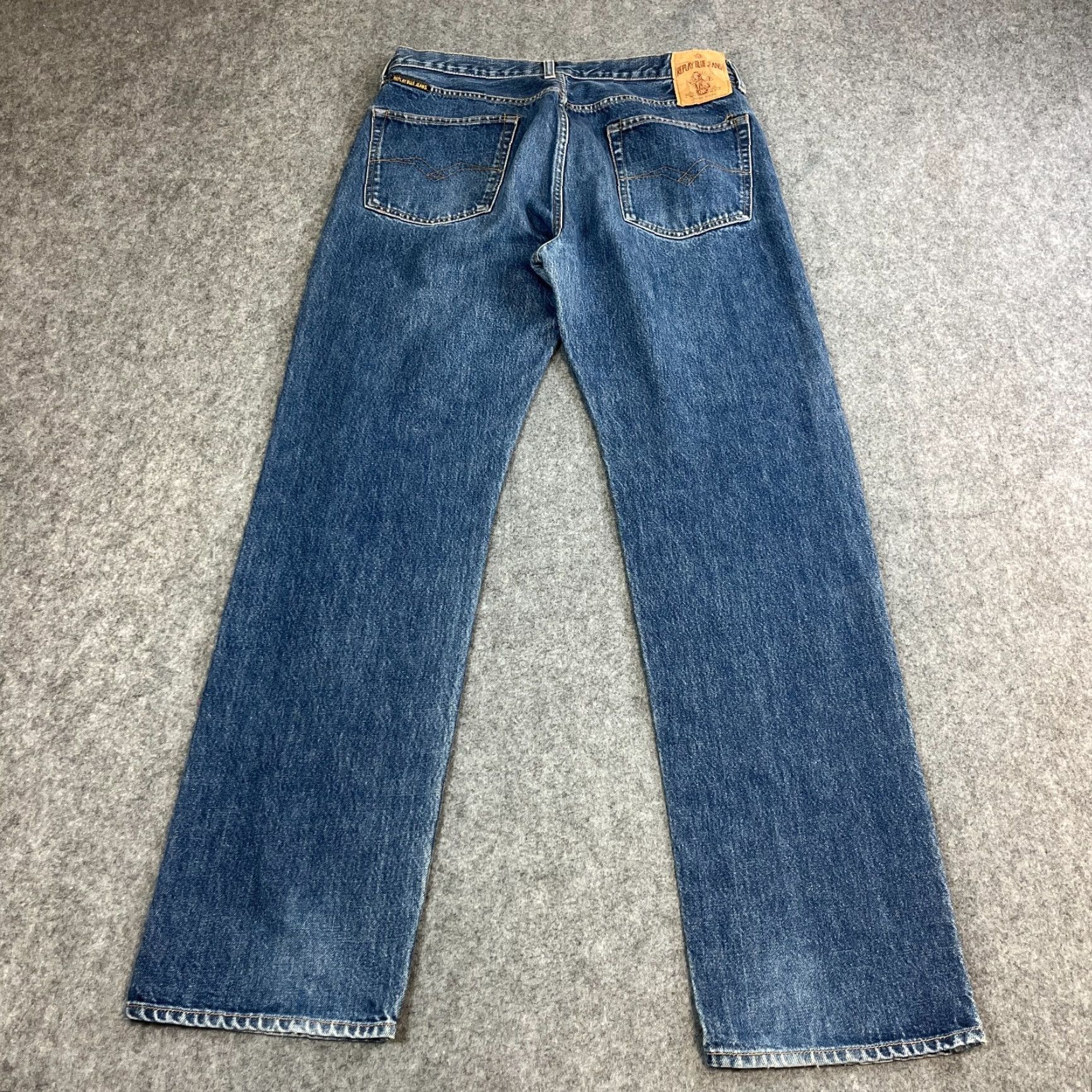Replay Replay Jeans Relaxed Straight 32 Regular Mens Blue 100% Cotton Vintage Mid Wash Denim - 5-Pocket, Button Closure, Roomy Fit, Anbass, 34 Inside Leg Size US 32 / EU 48 - 2 Thumbnail