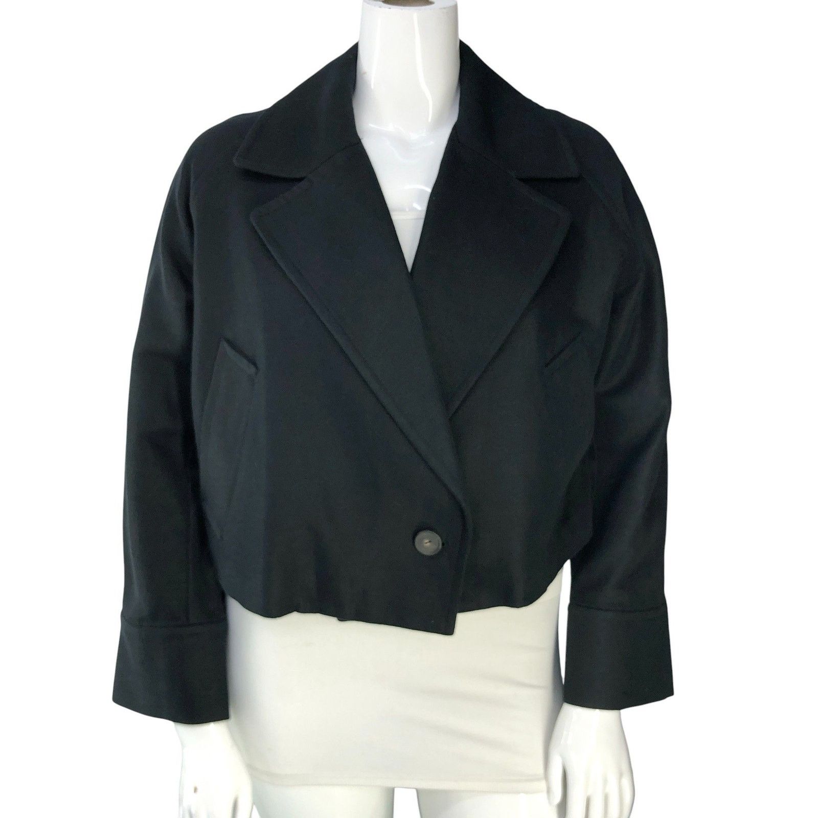 Vince Vince Jacket L Black Cropped Single Button Notch Lapel Linen Size L / US 10 / IT 46 - 12 Thumbnail