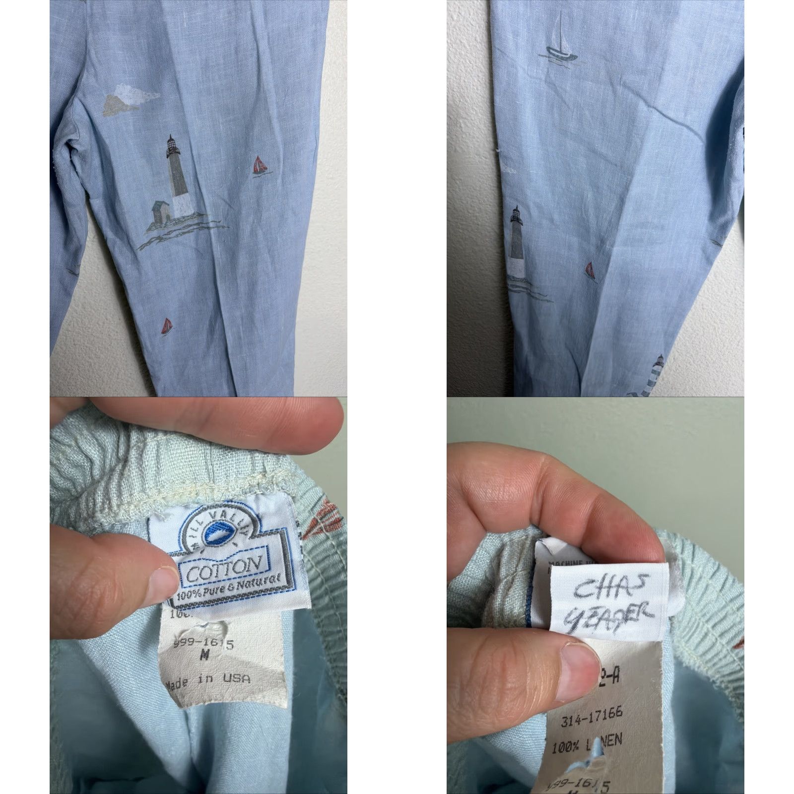MILLY VINTAGE Valley Linen Pull On Pants Blue M Women Size 32" / US 10 / IT 46 - 10 Thumbnail