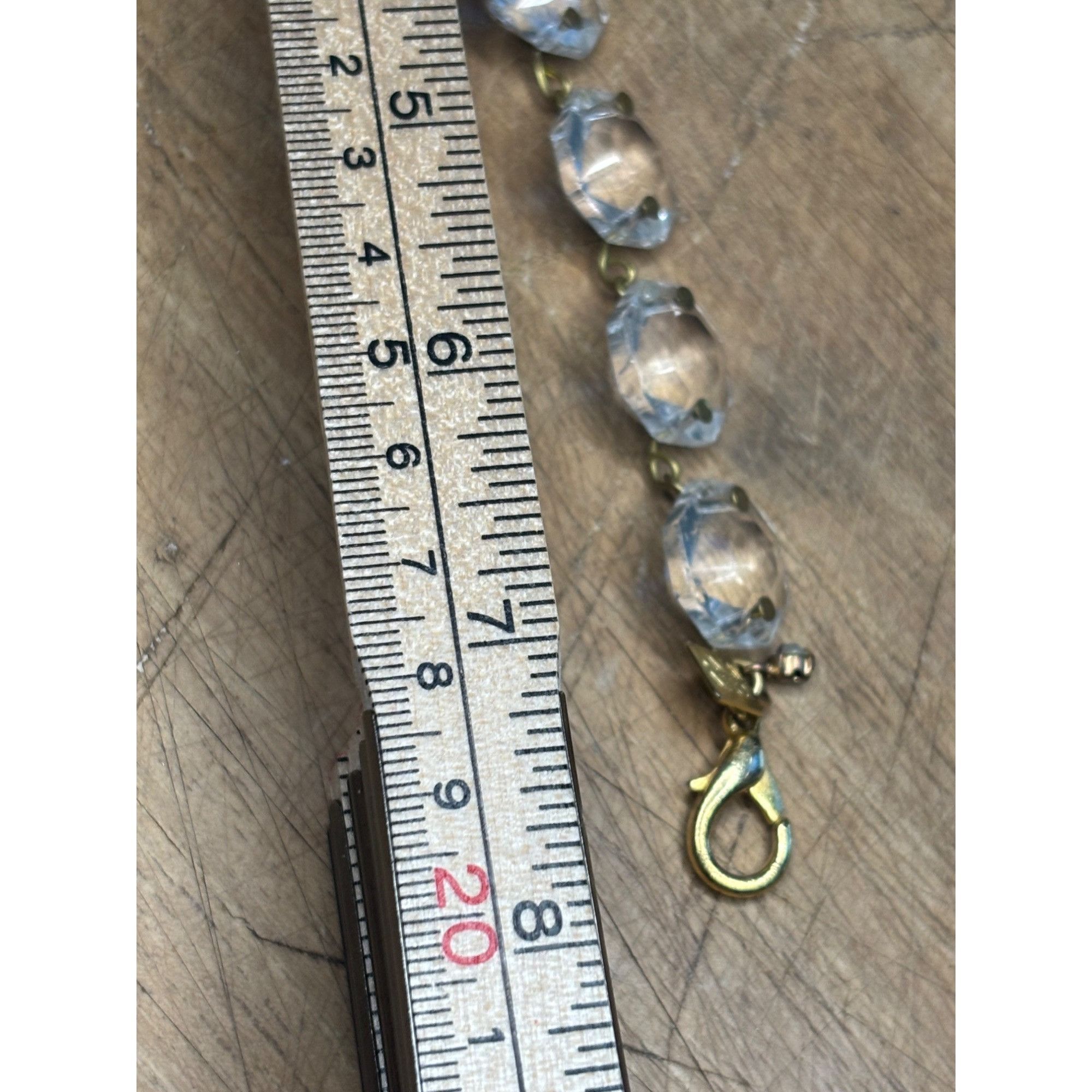 Vintage John Wind signed Vintage Crystal & Brass Octagonal Link Brac Size ONE SIZE - 7 Thumbnail