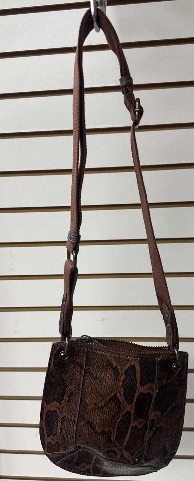 The Unbranded Brand Brown Snake Print Crossbody Bag Women Adj Strap Faux Leather Size ONE SIZE - 1 Thumbnail