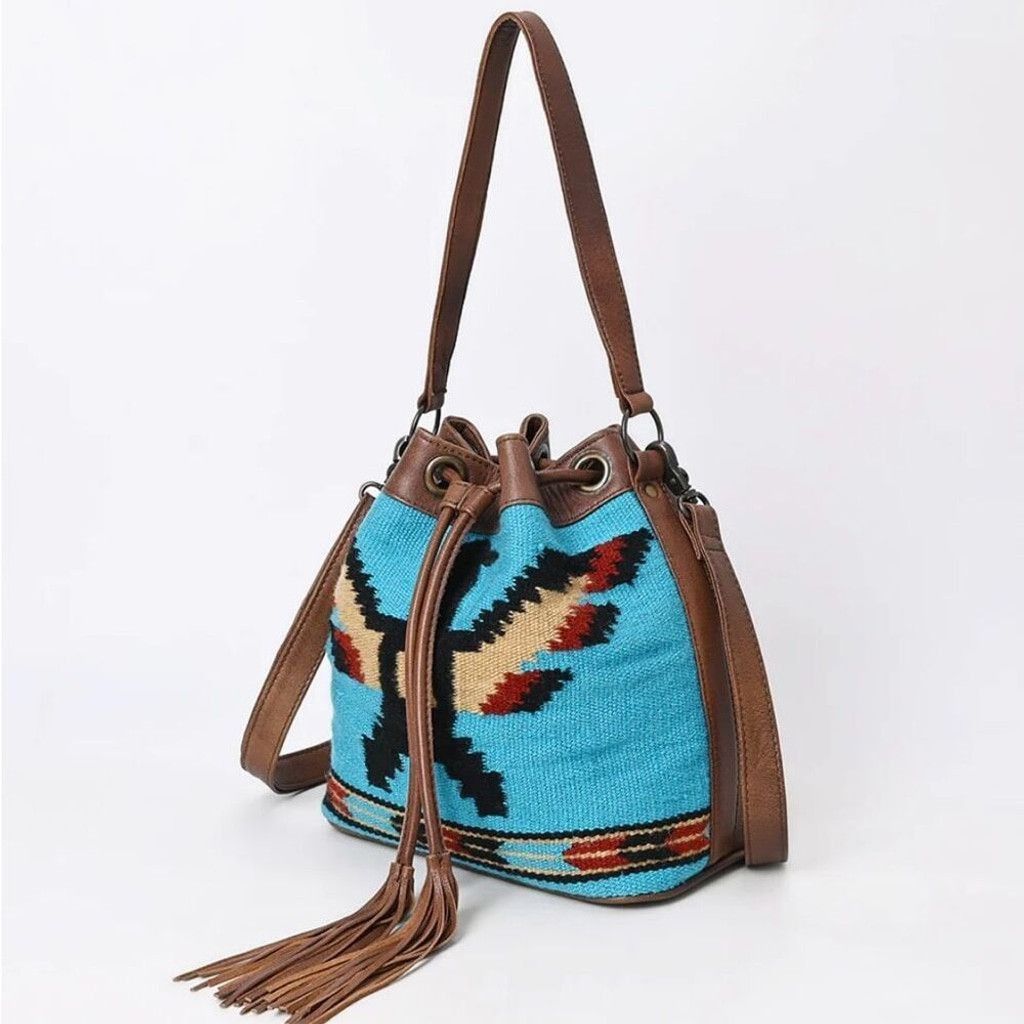 Other New Western Woven Thunderbird Leather Bucket Handbag Size ONE SIZE - 8 Thumbnail