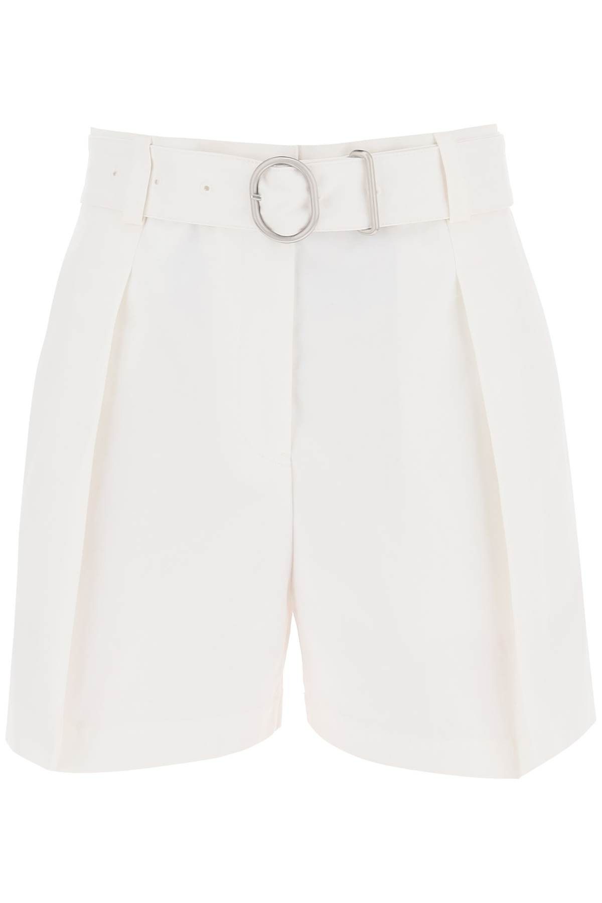 image of Jil Sander Cotton Bermuda Shorts With Removable Belt in Optic White, Women's (Size 26)