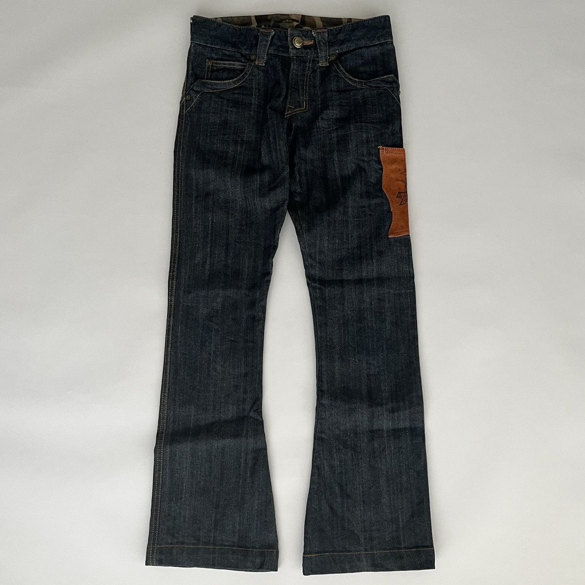 Japanese Brand × Yasuyuki Ishii Obelisk Flared Guitar Pirate Leather Pocket Jeans Size US 28 / EU 44 - 1 Thumbnail