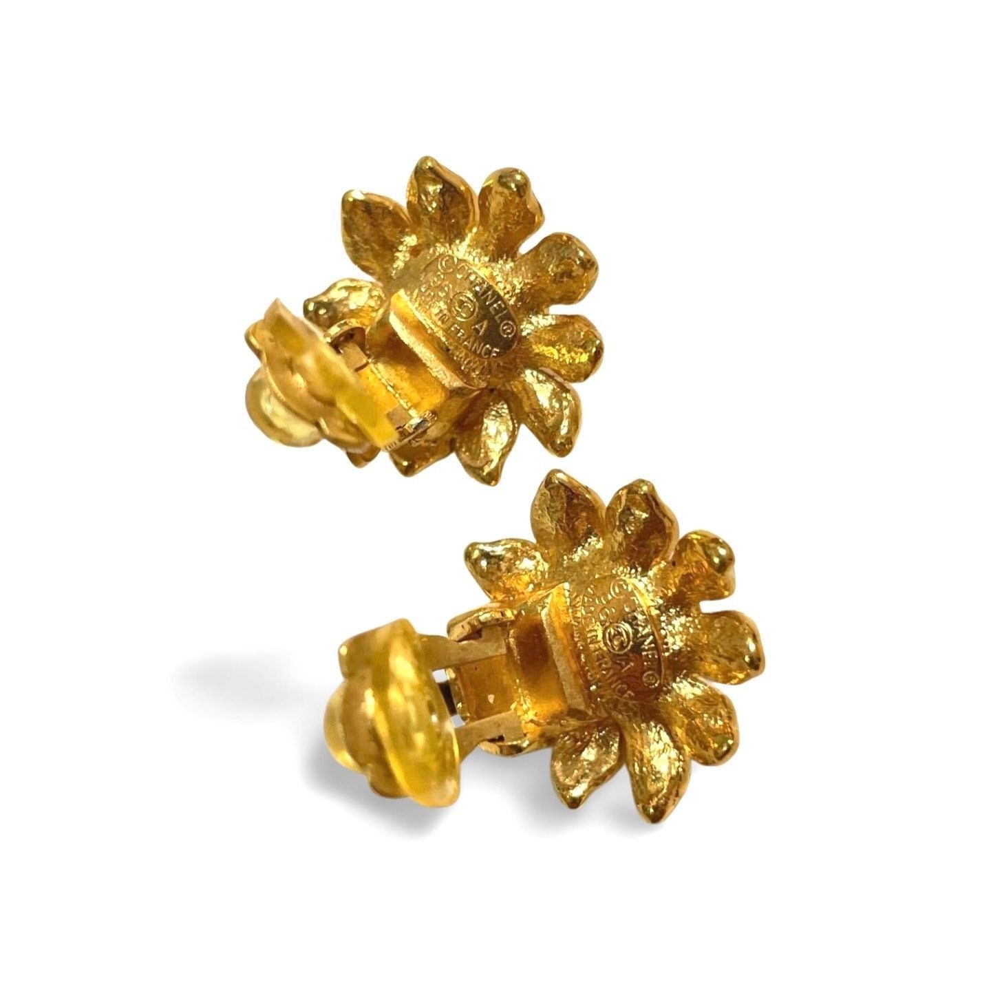 Chanel Vintage CHANEL golden sunflower design earrings with crystal Size ONE SIZE - 5 Thumbnail