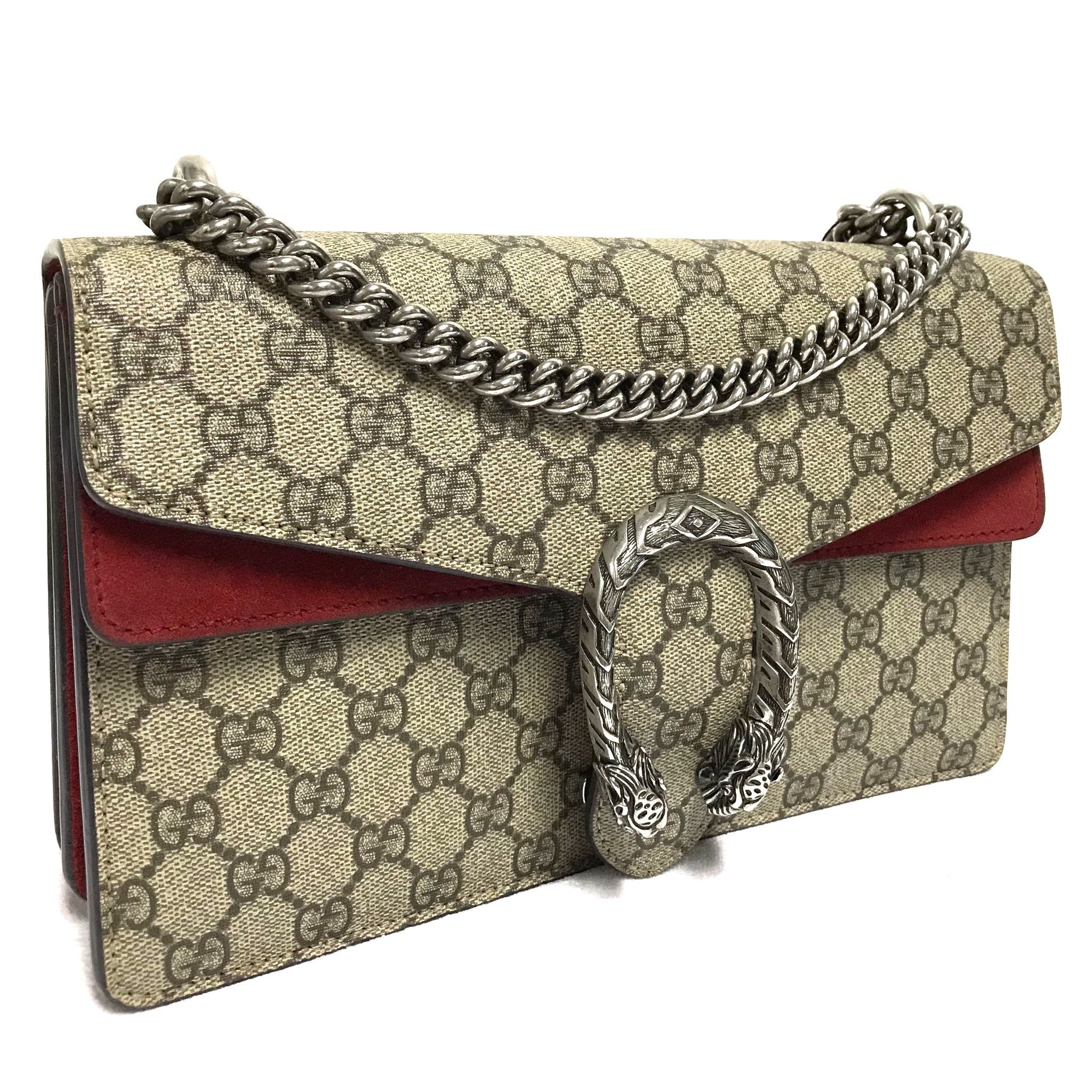 Gucci Gucci Dionysus GG Supreme Red Suede Medium Bag Size ONE SIZE - 3 Thumbnail