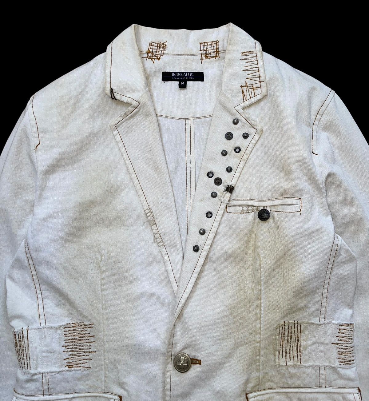In The Attic Distressed Studs Dirty Pattern Chore Jacket Size US M / EU 48-50 / 2 - 4 Thumbnail