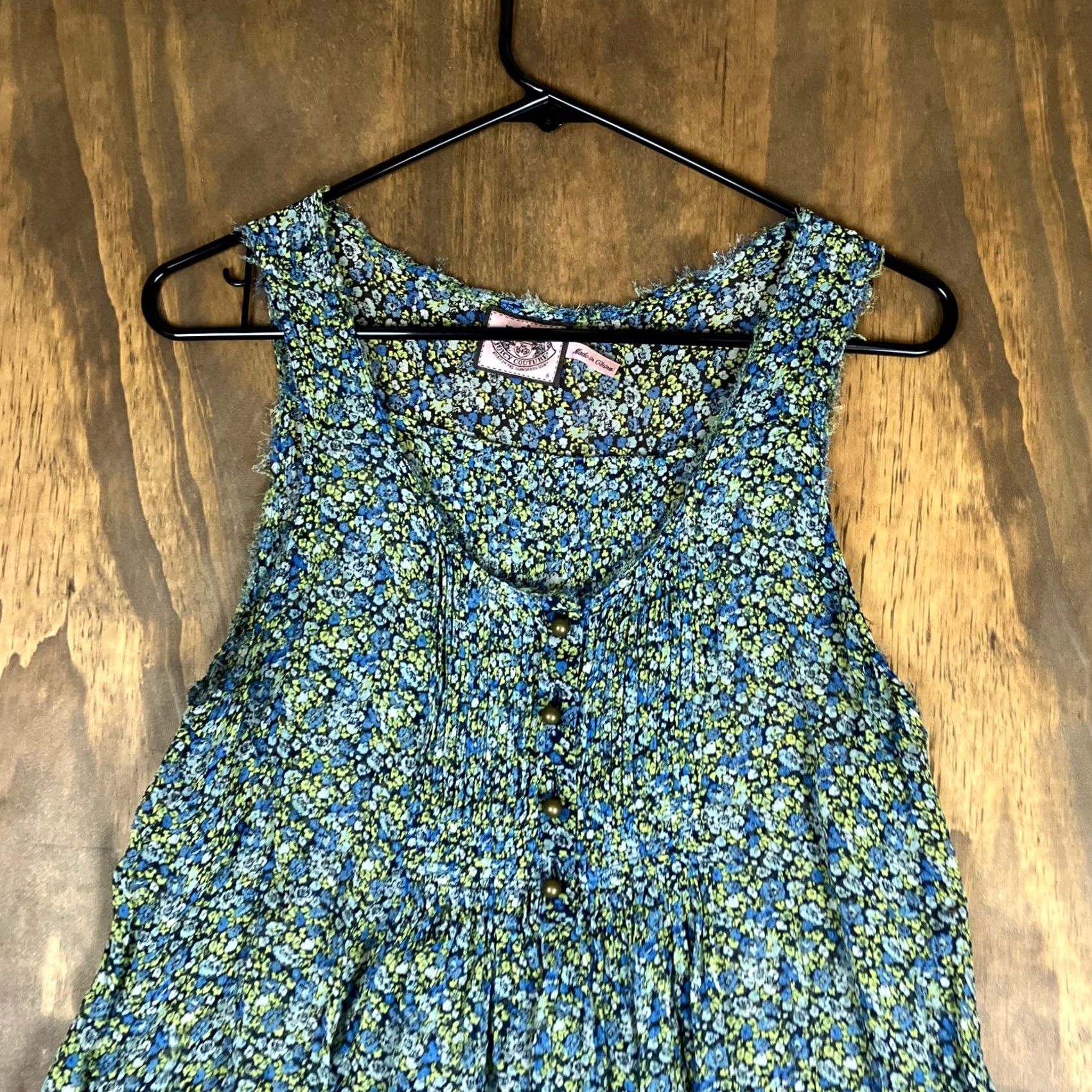 Juicy Couture Juicy Couture Blouse Multicolored Floral Sleeveless Sheer Lightweight Womens 6 Blue Floral Casual Workwear Party/Cocktail Shirt Women Size M / US 6-8 / IT 42-44 - 2 Thumbnail
