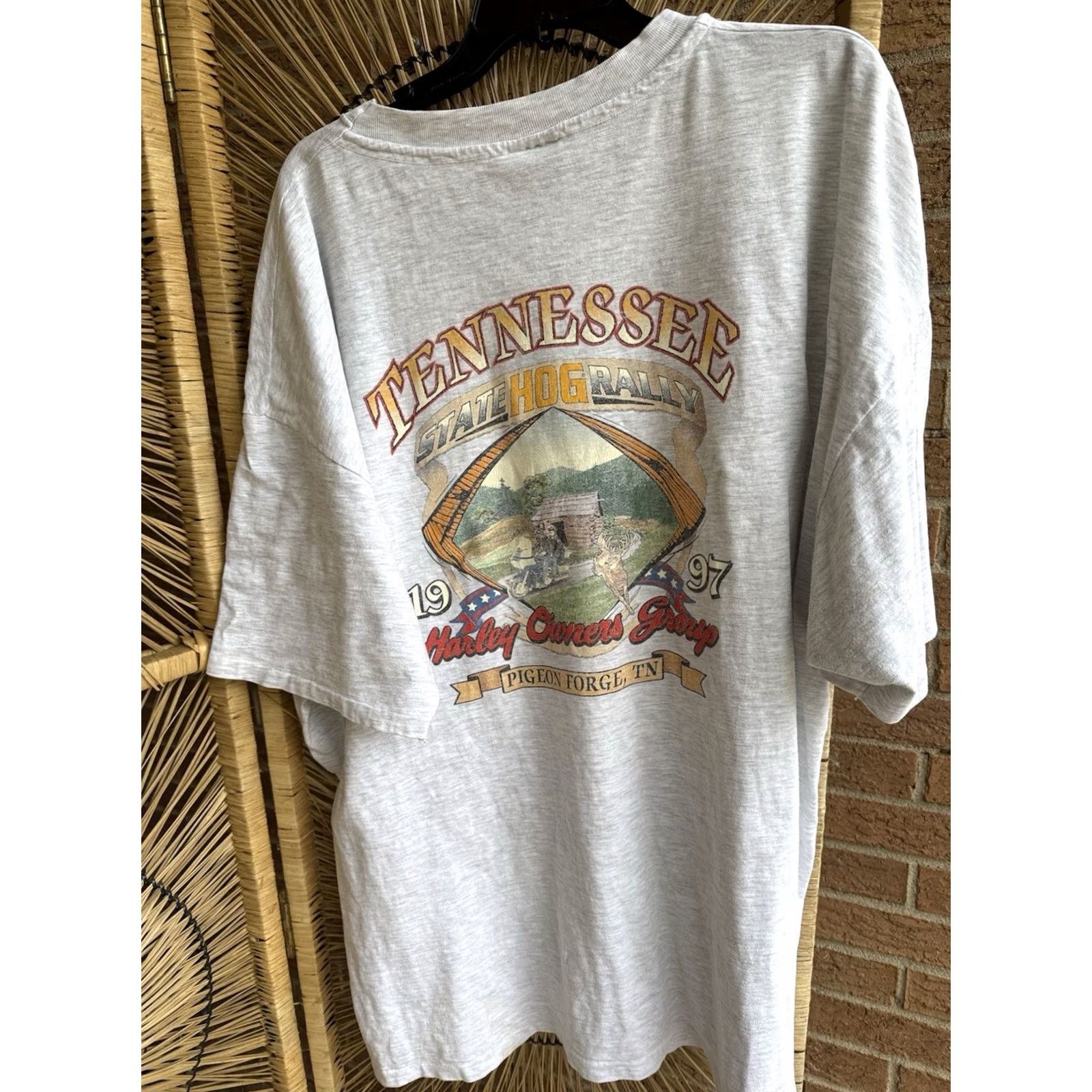 Harley Davidson VINTAGE Harley Davidson Tee 90s Tennessee Hog Rally T-Shirt 3XL Gray USA Made Mens Size US XXL / EU 58 / 5 - 3 Thumbnail