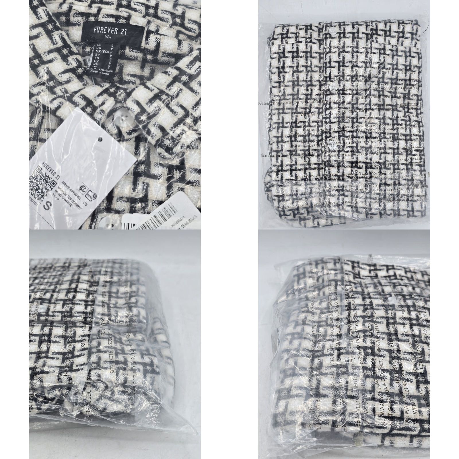 Forever 21 FOREVER 21 Shirt - Men - NWT Textured Geo - Black/White - Size S - Button-Up, Short Sleeve Size US S / EU 44-46 / 1 - 8 Thumbnail