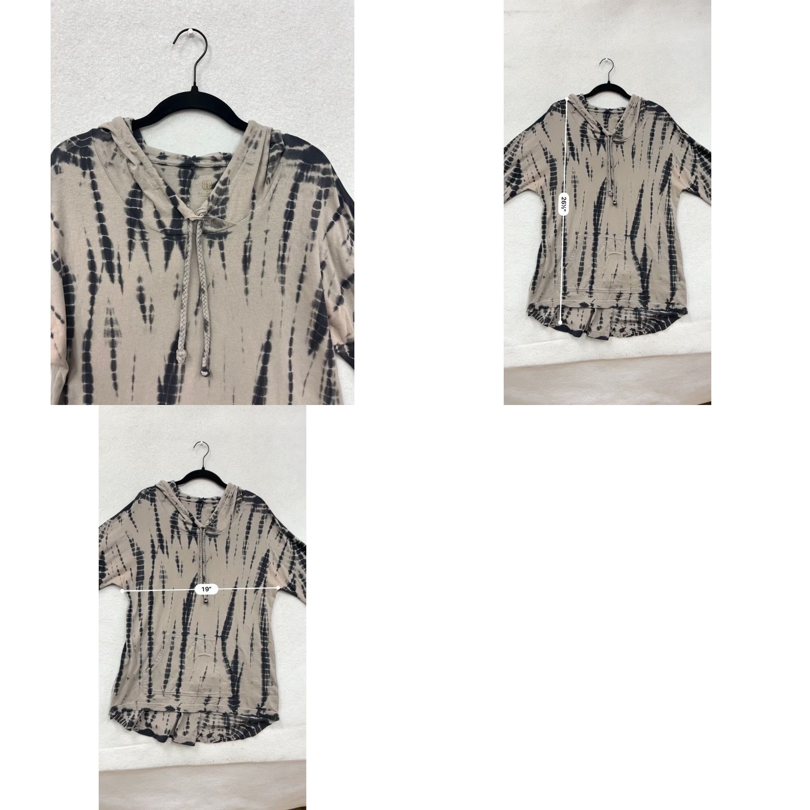 Vintage VINTAGE Balance Collection Hoodie XL Tie-Dye Black Unisex Adults Pullover Cotton Spandex Long Sleeve Adjustable Drawstring Hood Lightweight Activewear Size XL / US 12-14 / IT 48-50 - 8 Thumbnail