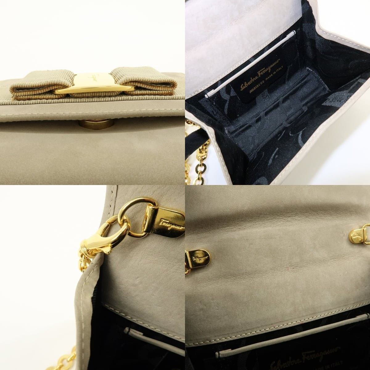 Salvatore Ferragamo Ferragamo Vara Suede Flap Bag Beige Size ONE SIZE - 7 Thumbnail