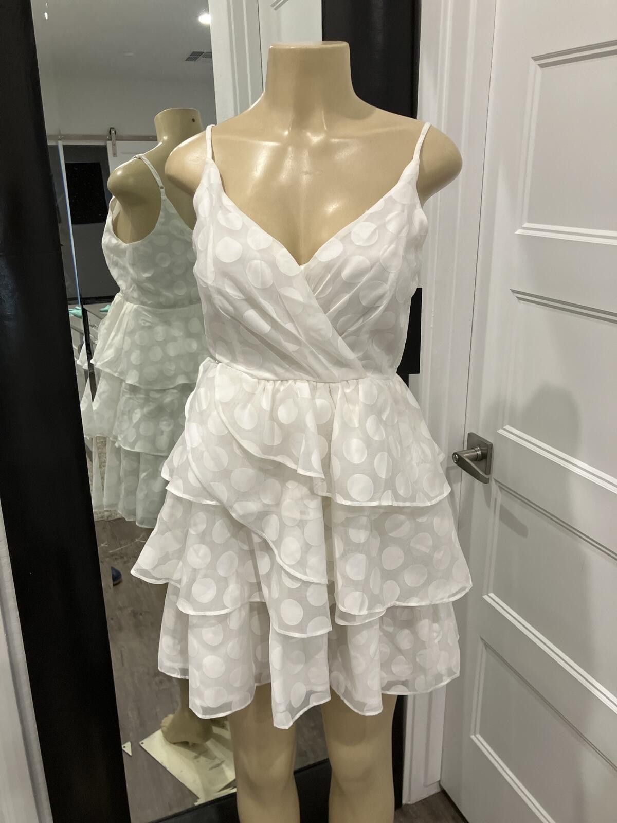Domenico Spano NWT Do+Be White Polka Dot Tiered Ruffle Dress Size S / US 4 / IT 40 - 1 Thumbnail