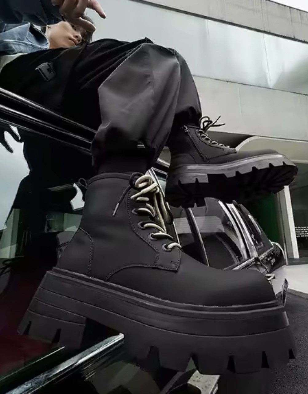 Japanese Brand Black Combat Boots Size US 9.5 / EU 42-43 - 1 Thumbnail