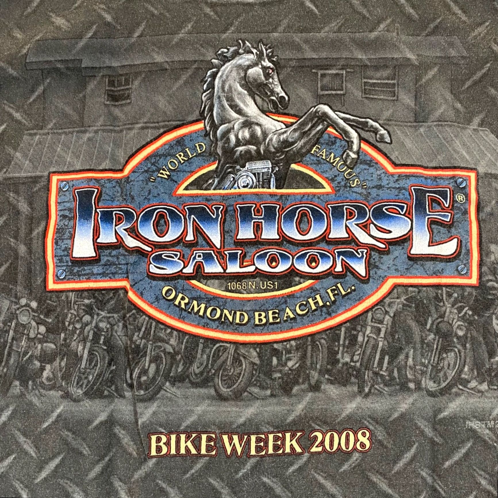 Anvil VINTAGE Iron Horse Saloon Shirt Mens Large Gray 2008 Florida Bike Week Ormond S/S Size US L / EU 52-54 / 3 - 7 Thumbnail