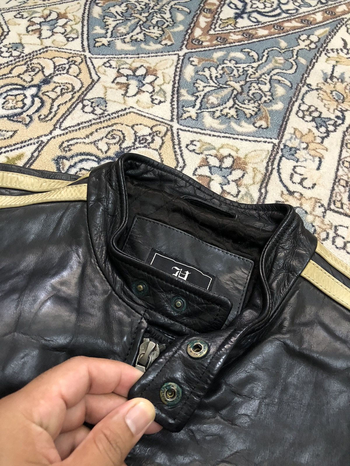 Tommy Hilfiger Rare❗️Tommy Hilfiger Premium Cafe Racer Leather Jacket Size US L / EU 52-54 / 3 - 10 Thumbnail