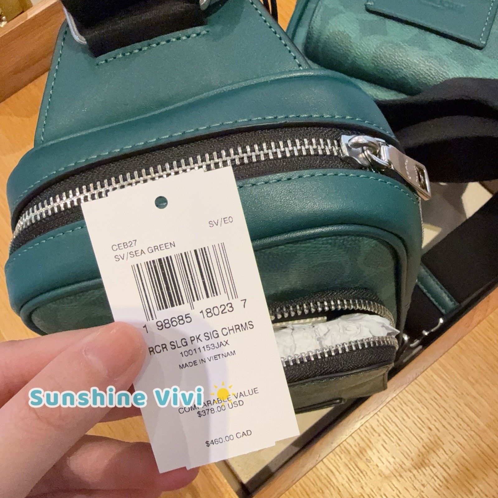 Coach NWT Coach men Racer Sling Pack Charms Silver/Sea Green CEB27 Size ONE SIZE - 4 Thumbnail