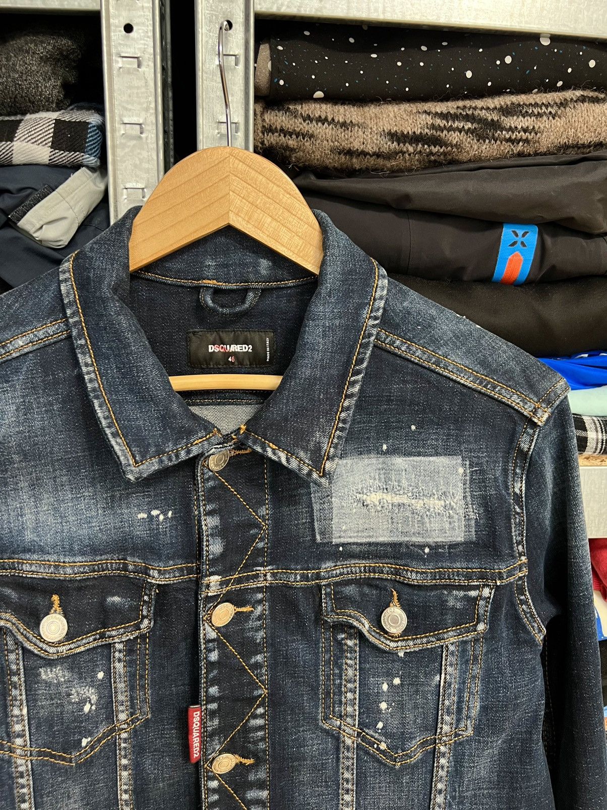 Dsquared2 Dsquared2 Mens Denim Jeans Jacket Back Logo Sz 46 Distressed Size US S / EU 44-46 / 1 - 7 Thumbnail