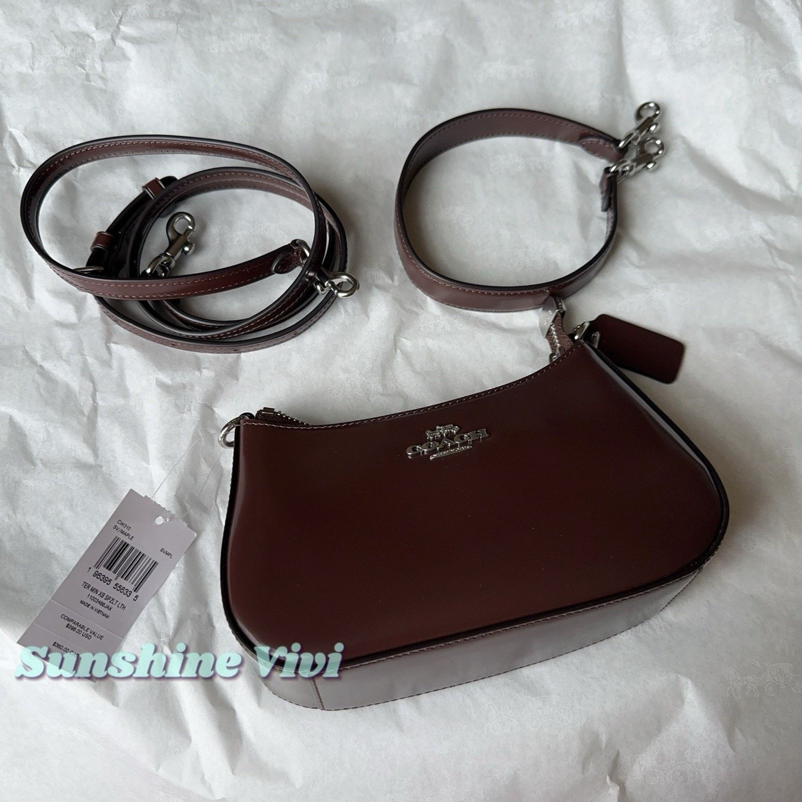 Coach NWT Coach Teri Mini Bag Spazzolato Leather CW310 Maple Size ONE SIZE - 3 Thumbnail
