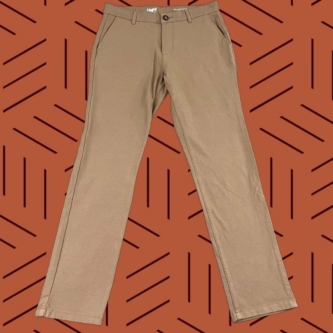 Vintage MUSGY Pants Mens 33 x 32 Belmonts Chino Brown Straight Stretch Career Office Size US 33 - 1 Thumbnail