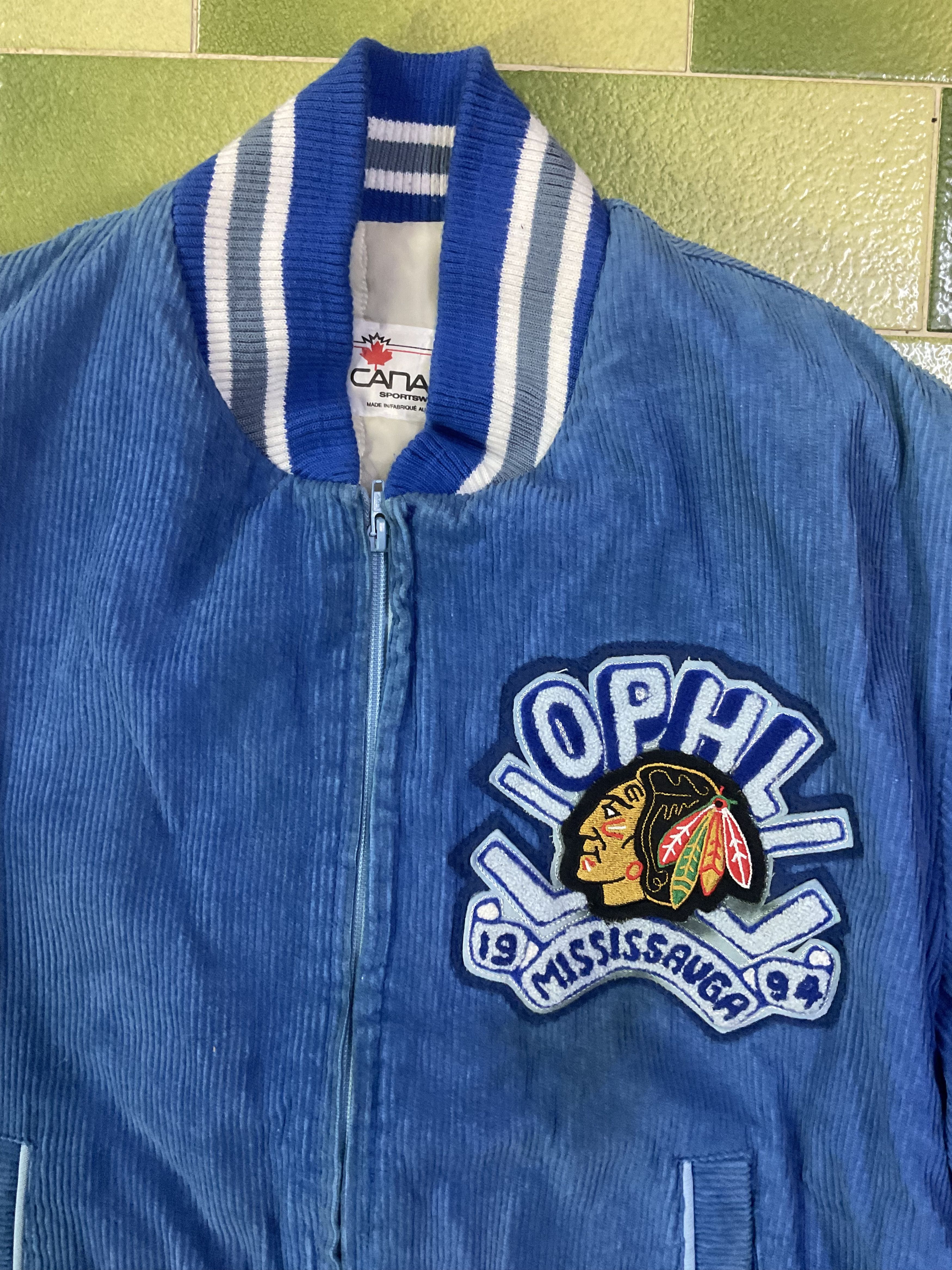 Other Vintage OPHL 1994 Mississauga Blackhawks Corduroy Jacket Size US L / EU 52-54 / 3 - 4 Thumbnail