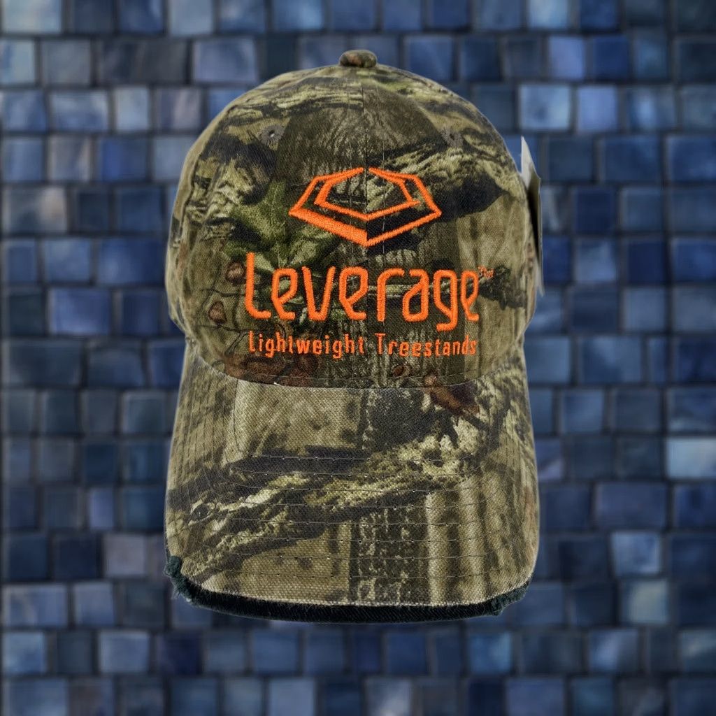 Vintage Mossy Oak Break Up Camo Leverage Lightweight Treestands Logo Hat Outdoor Cap NEW Size ONE SIZE - 1 Thumbnail