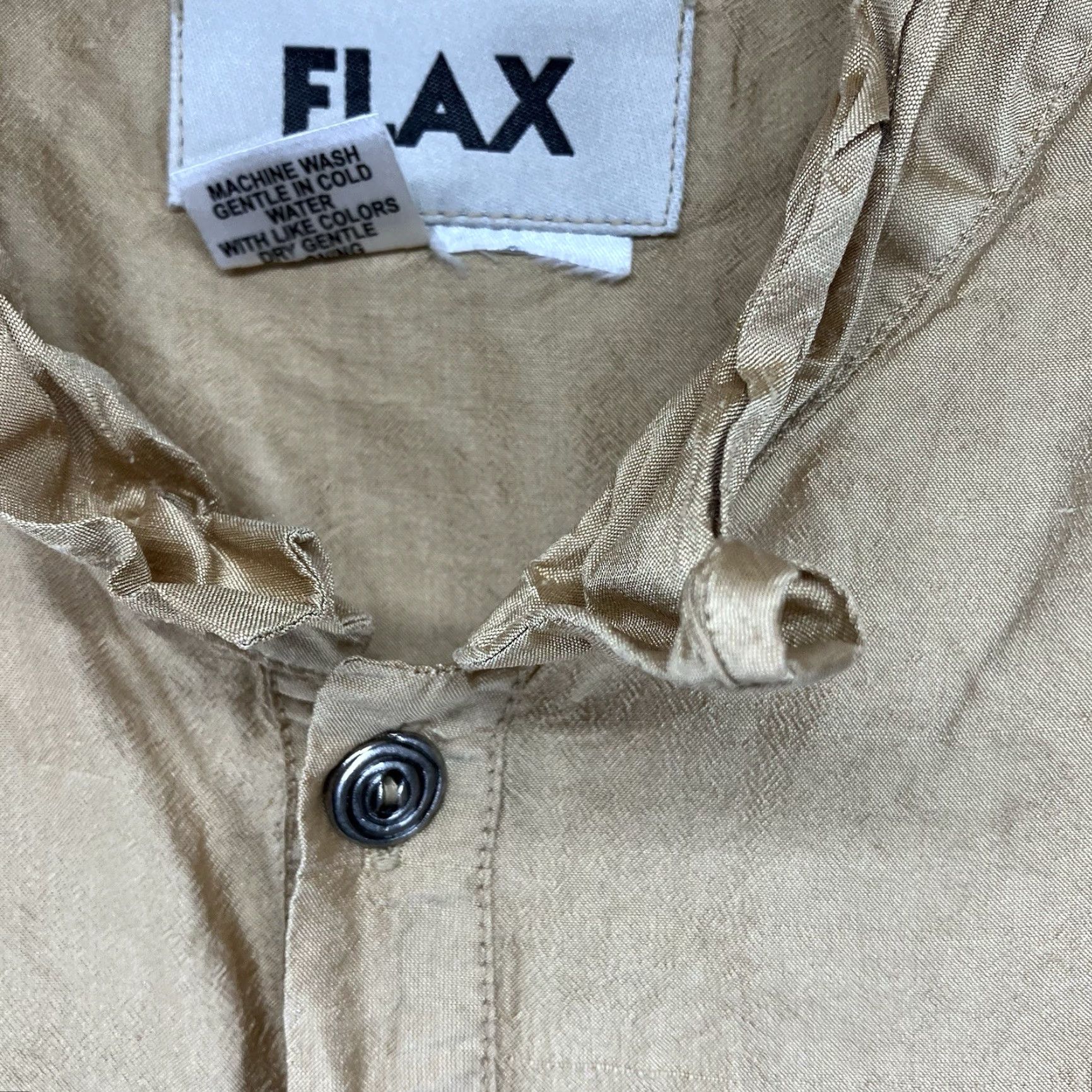 FLAX VINTAGE FLAX Blouse Long Sleeve Casual Women's Size S Gold Silk Lagenlook 90s Bohemian Size S / US 4 / IT 40 - 5 Thumbnail
