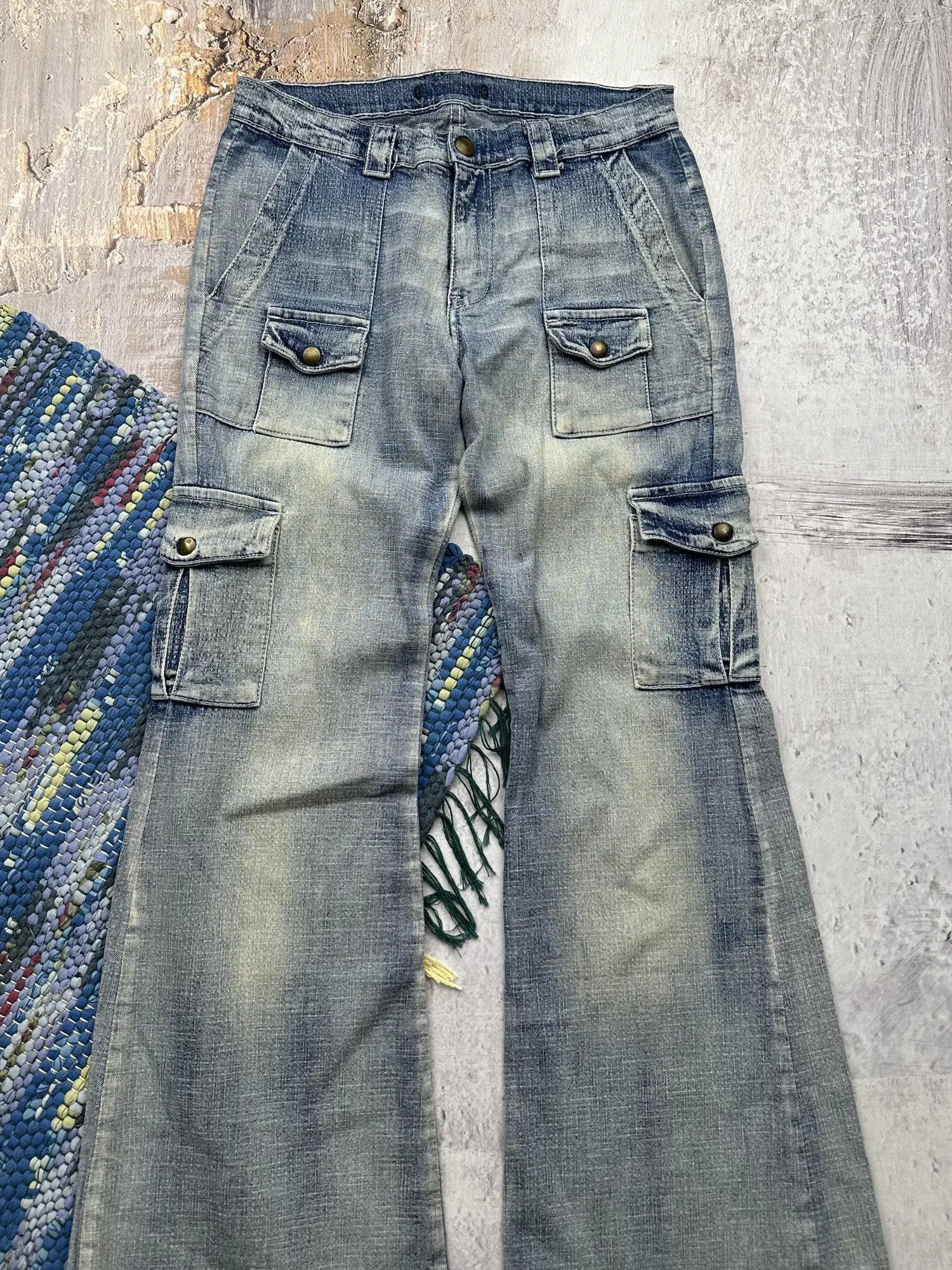 Vintage Vintage Flared Cargo Jeans A430(626) Size 28" / US 6 / IT 42 - 2 Thumbnail