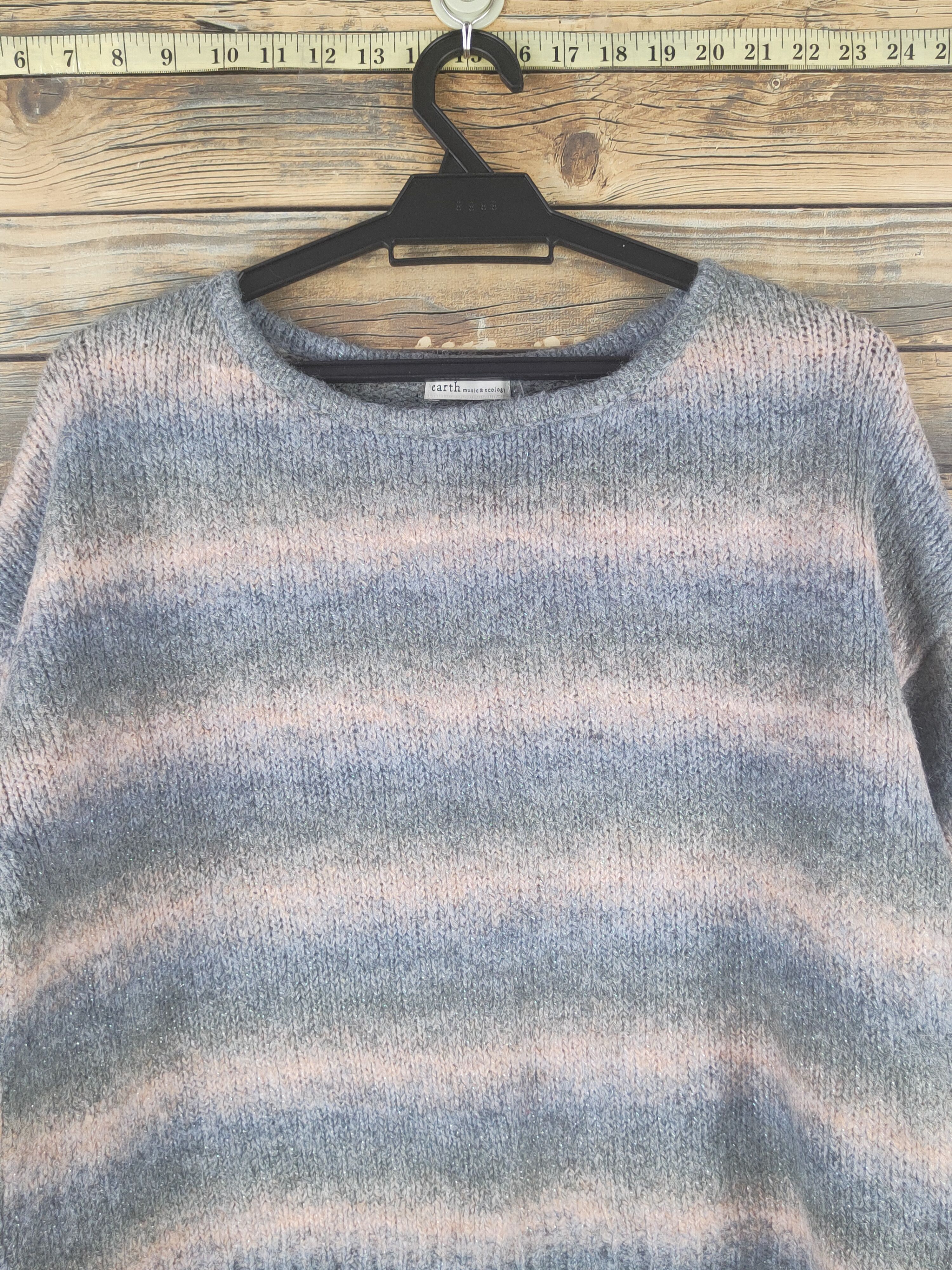 Homespun Knitwear × Japanese Brand × Vintage Earth Music & Ecology Pink Gray Knitwear Sweatshirts #W1211 Size S / US 4 / IT 40 - 2 Thumbnail