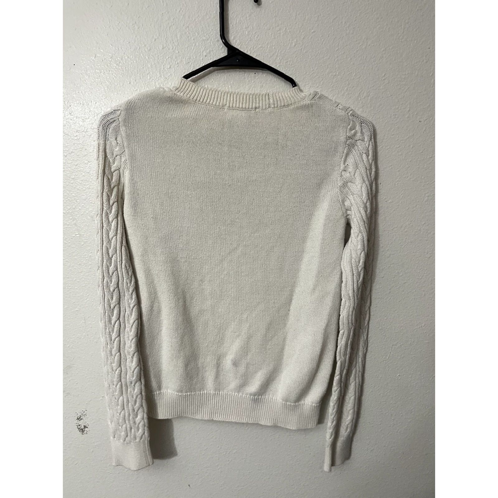 H&M H&M Ivory Knit Sweater XS White Cable Woman Solid Size XS / US 0-2 / IT 36-38 - 4 Thumbnail