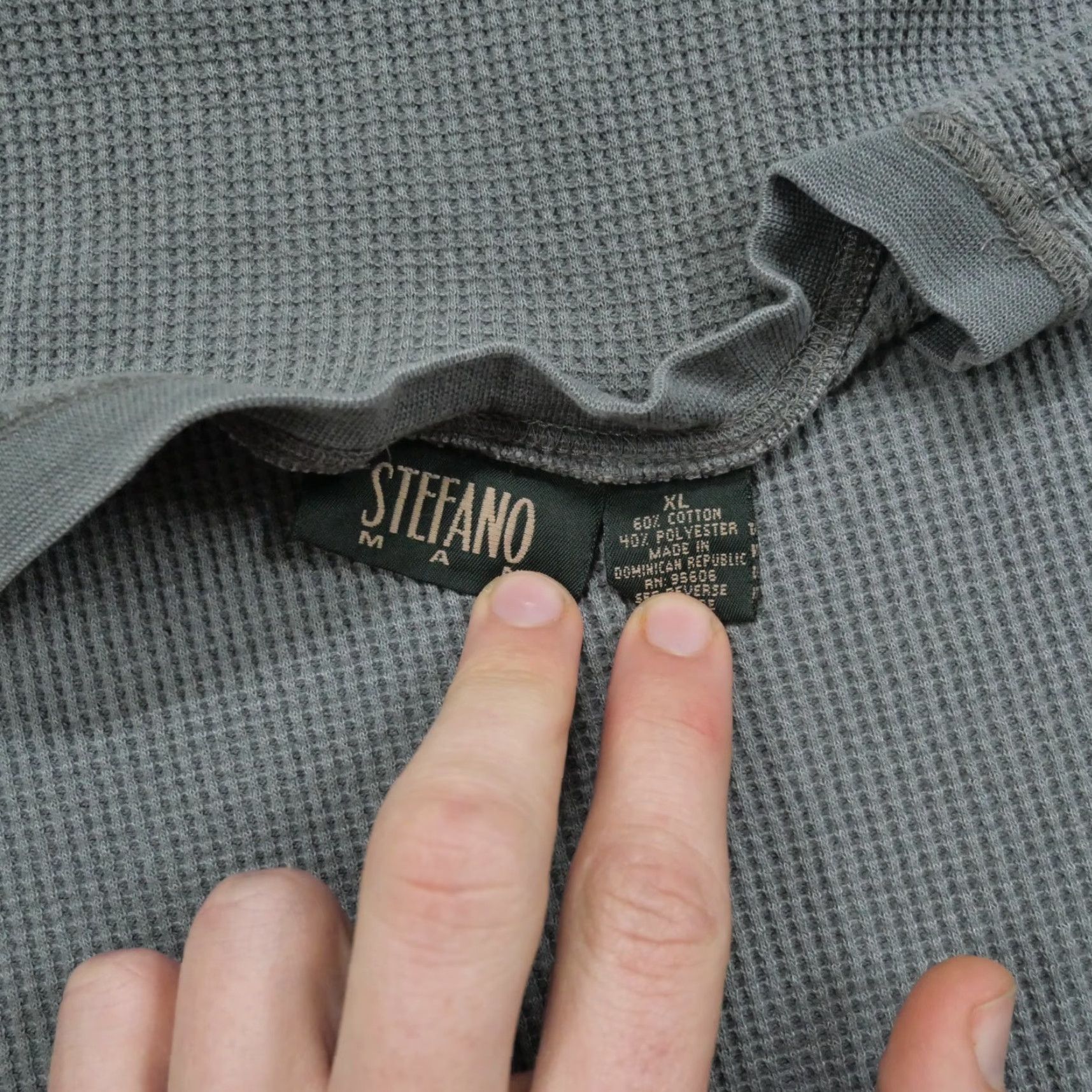 Vintage VINTAGE Stefano Thermal Shirt Mens XL Grey Waffle Knit Base Layer Y2K Size US XL / EU 56 / 4 - 4 Thumbnail