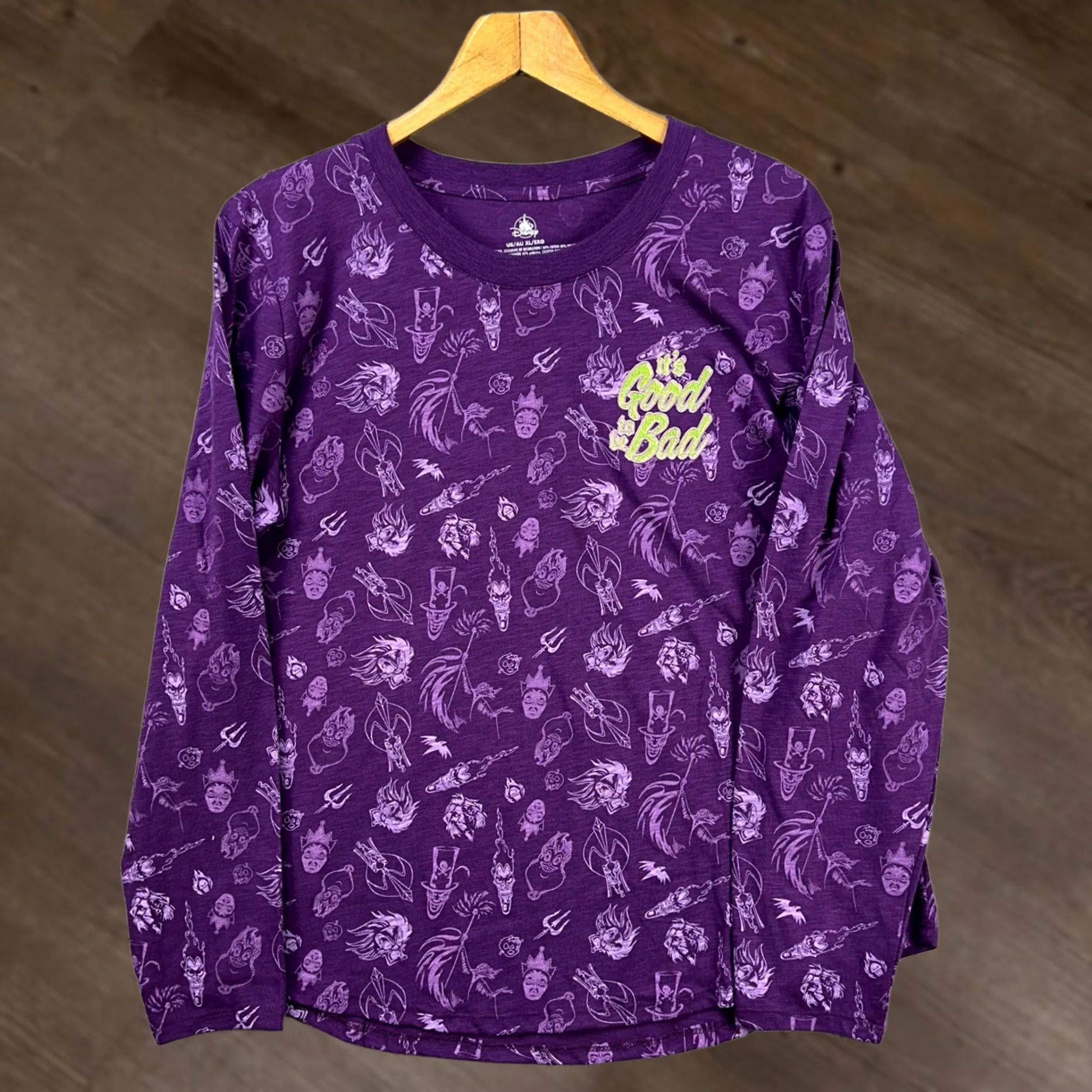 Disney Disney T-Shirt Womens XL Purple Geometric Good To Be Bad Long Sleeve NEW Size XL / US 12-14 / IT 48-50 - 1 Thumbnail