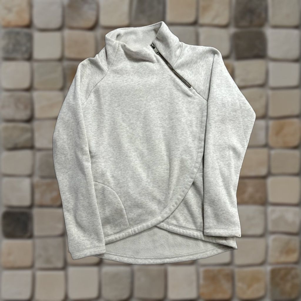 Athleta Athleta Karma Asym Sweatshirt Womens XS Gray Fleece Lined Relaxed Pullover Mock Neck Sweatshirt Casual Activewear Size XS / US 0-2 / IT 36-38 - 1 Thumbnail